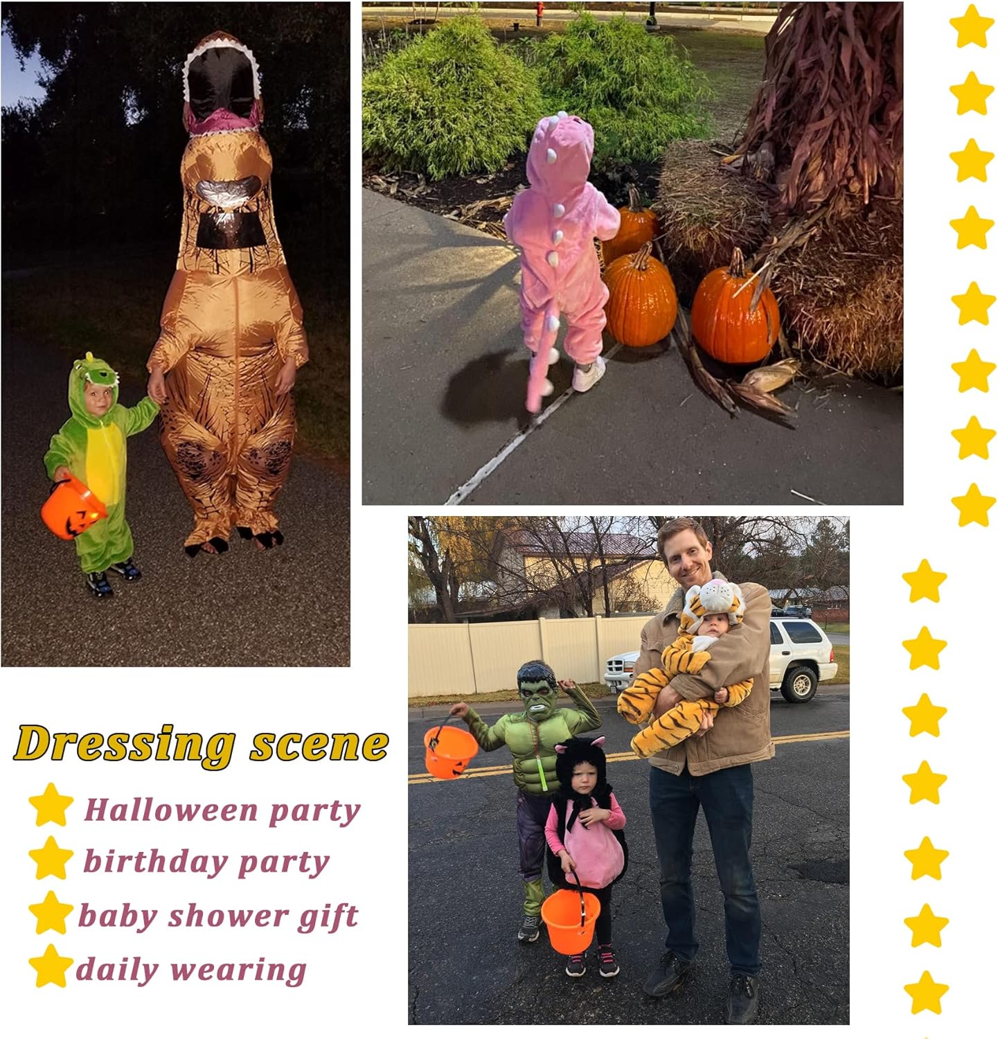 Tonwhar Kids Tiger Dinosaur Animal Fancy Dress Costume