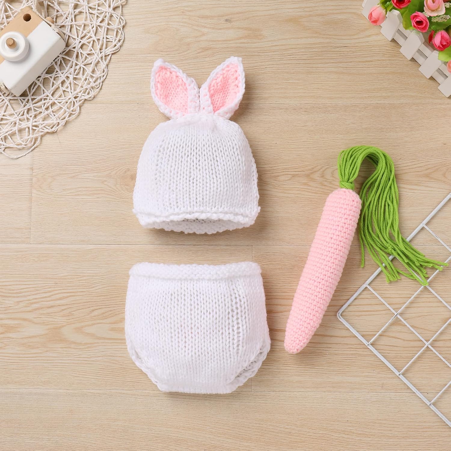 Easter Bunny Newborn Photography Set - crochet baby photoshoot costume for boys