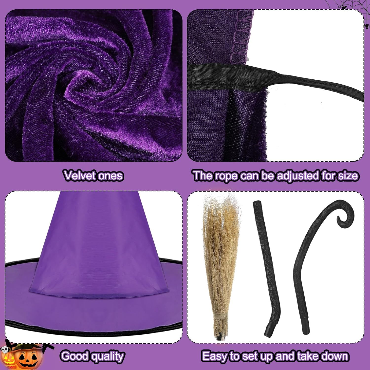 Jiuguva Halloween Adult Costume Set - 3 Pieces witch Look