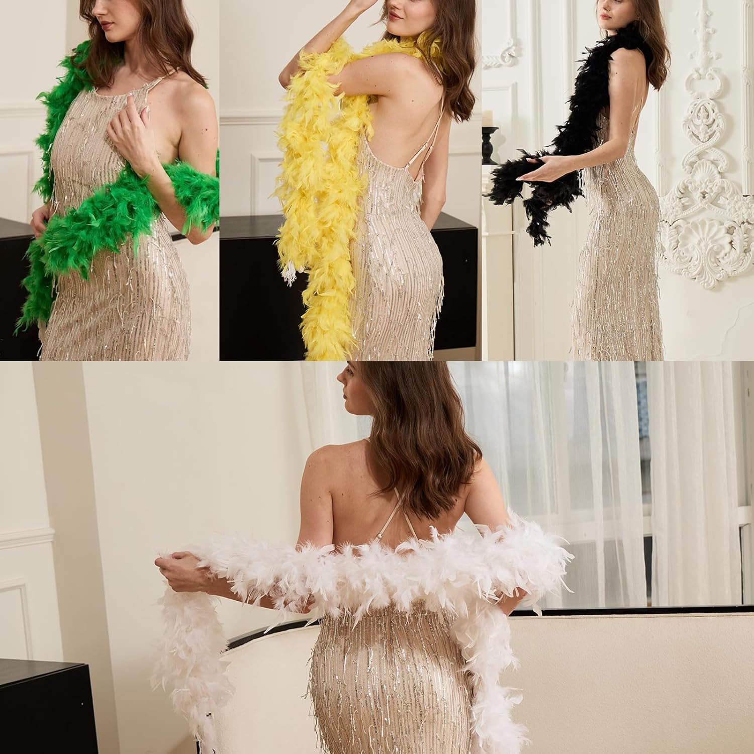 Happy Feather 60g Turkey Chandelle Feather Boa for Women