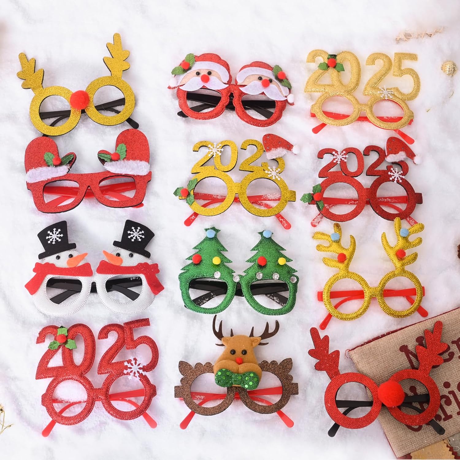 12PCS Santa Reindeer More - festive Eyewear for Kids Women Men