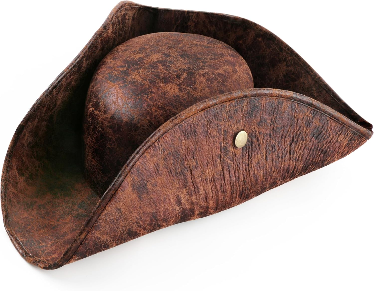 Srnede Pirate-Hat Tricorn Brown Faux Leather
