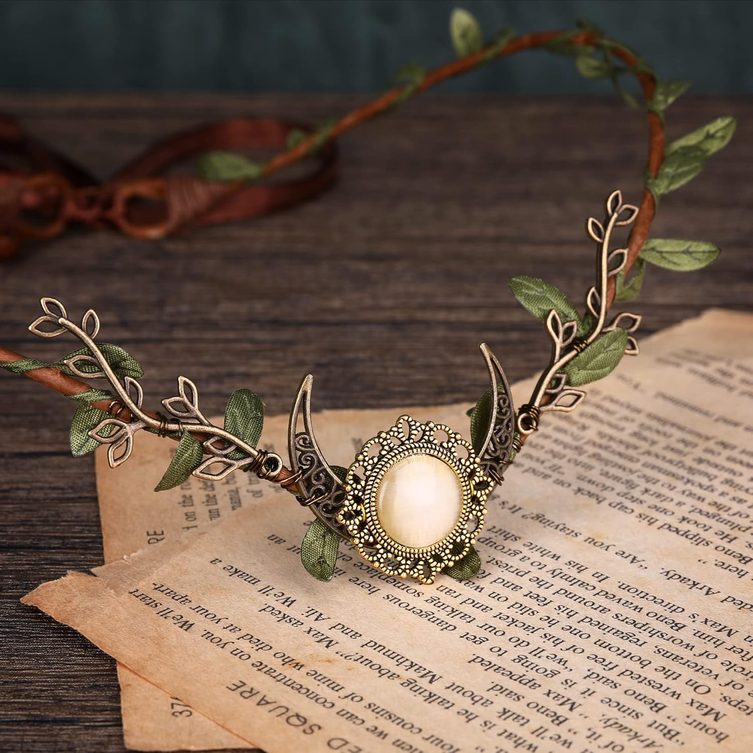 MOSTORY Moonwood Crown Headband -adjustableElegant woodland headband for womencosplay and special occasions