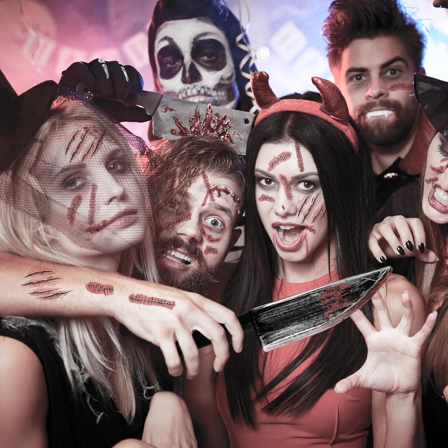 Btanadi Fake Knife Spooky Halloween Cosplay Setup with Fake Blood