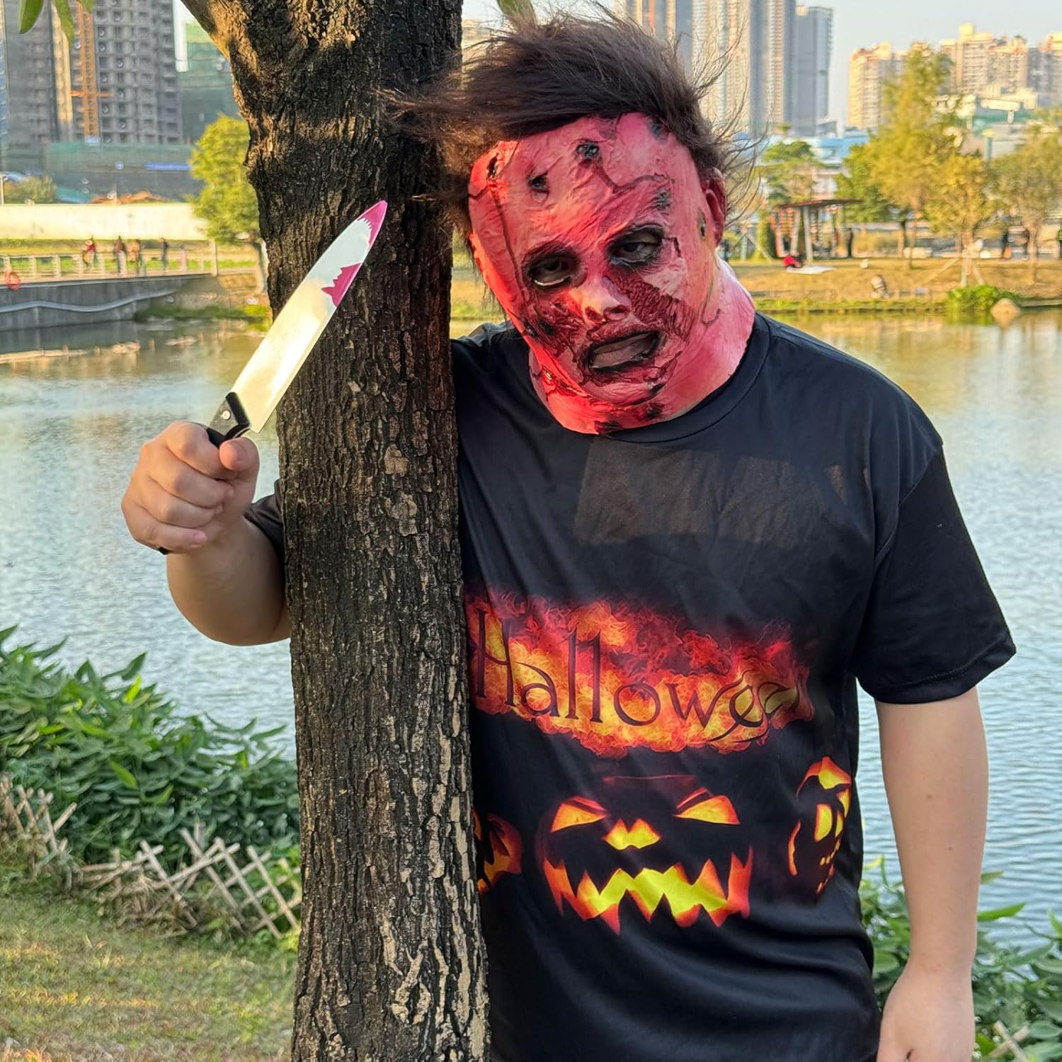 terrifying realistic red character mask