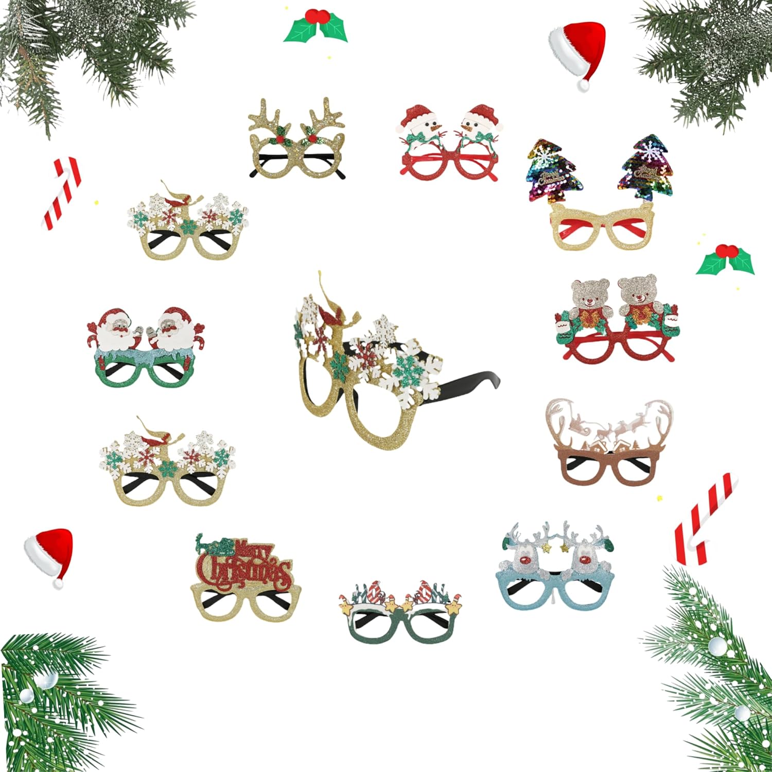 12-Piece Christmas Glasses for Party Gifts Perfect for Santa Friends