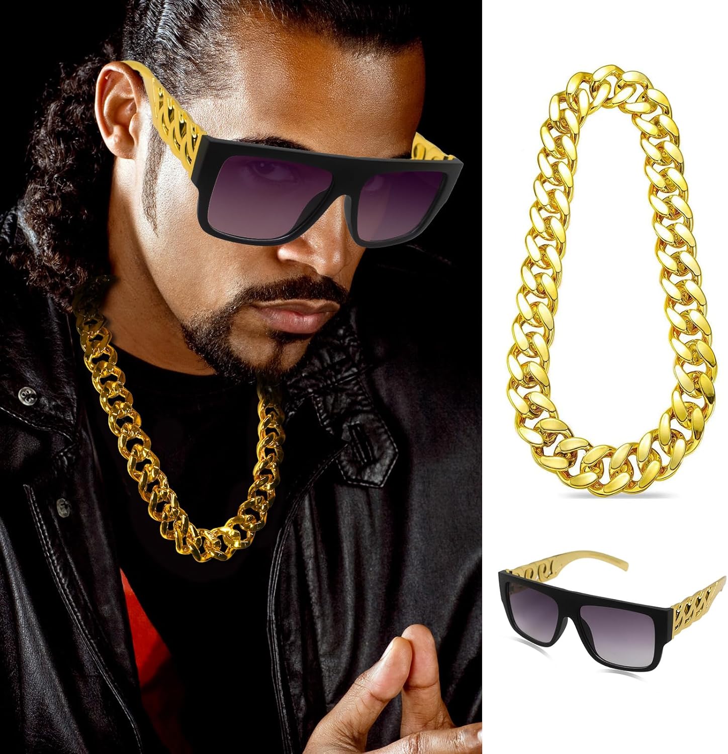 Boonbery 80s 90s Hip Hop Costume Kit for 80s90s Themed Party Supplies