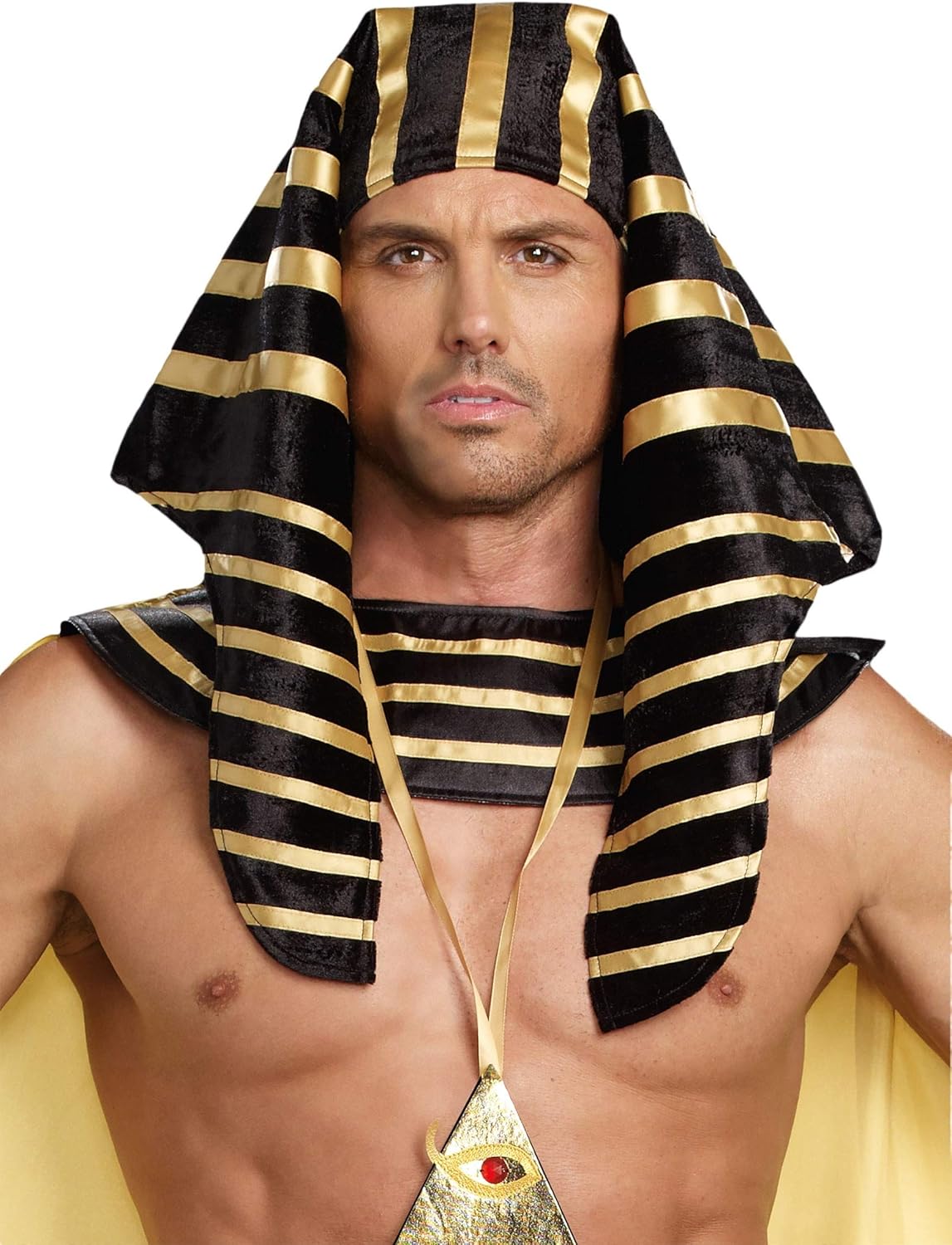 Egyptian Pharaoh Headpiece for Halloween Black Velvet Pharaoh Headdress for Men