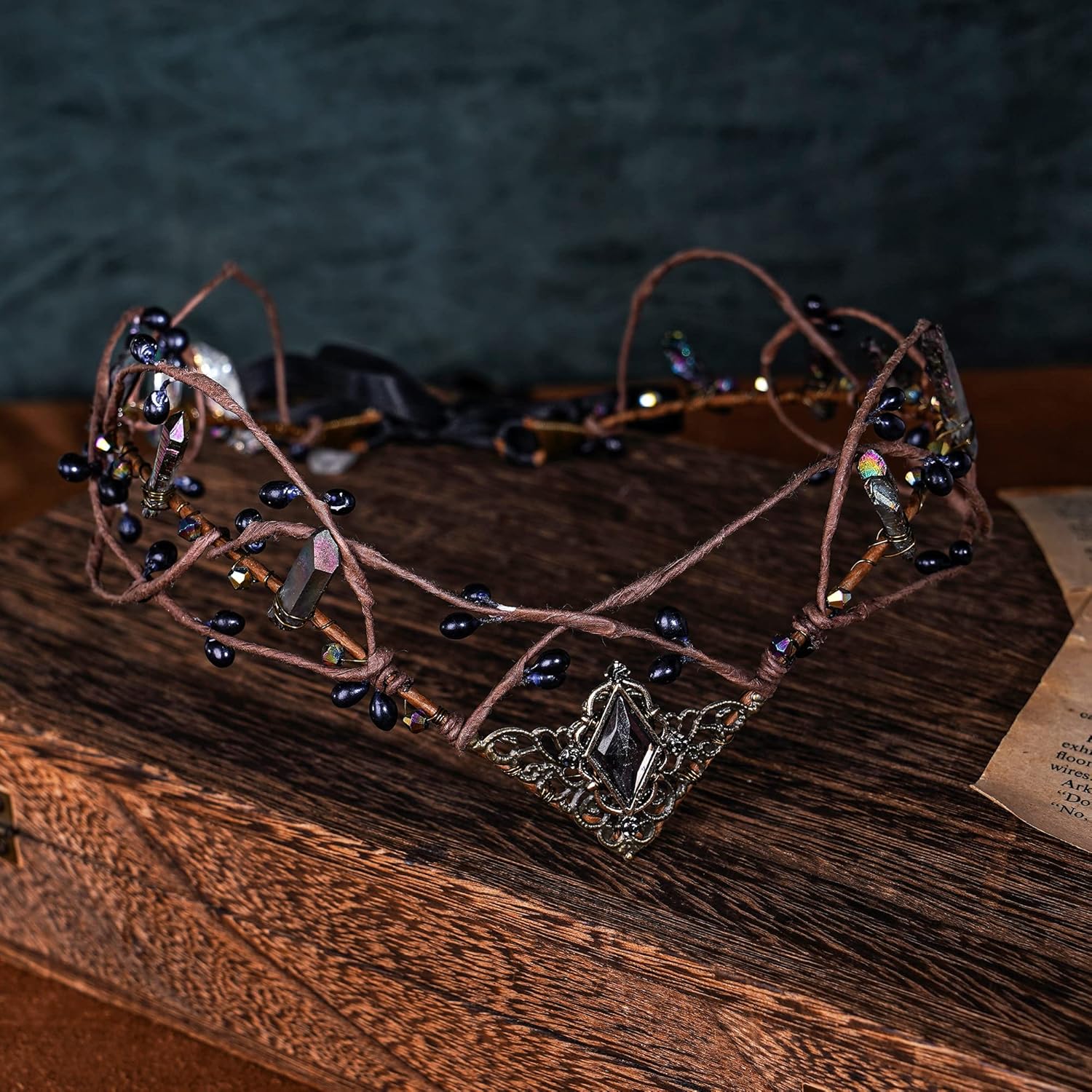 Dazzling Crystal Crown - Viking Headband with Elegant Design for Halloween Cosplay