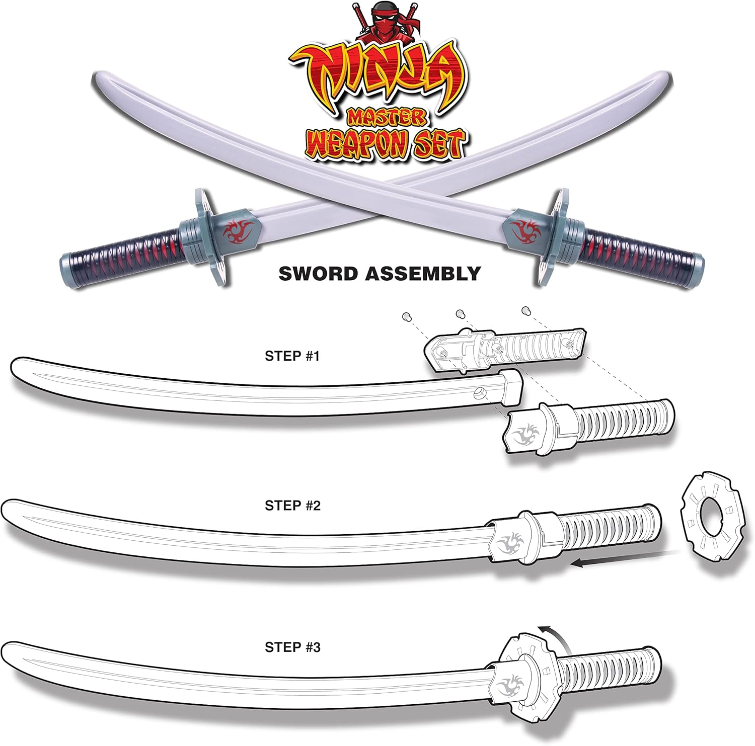 Ninja Kids costumeAccessories set - katanas sais and stars for Halloween toys