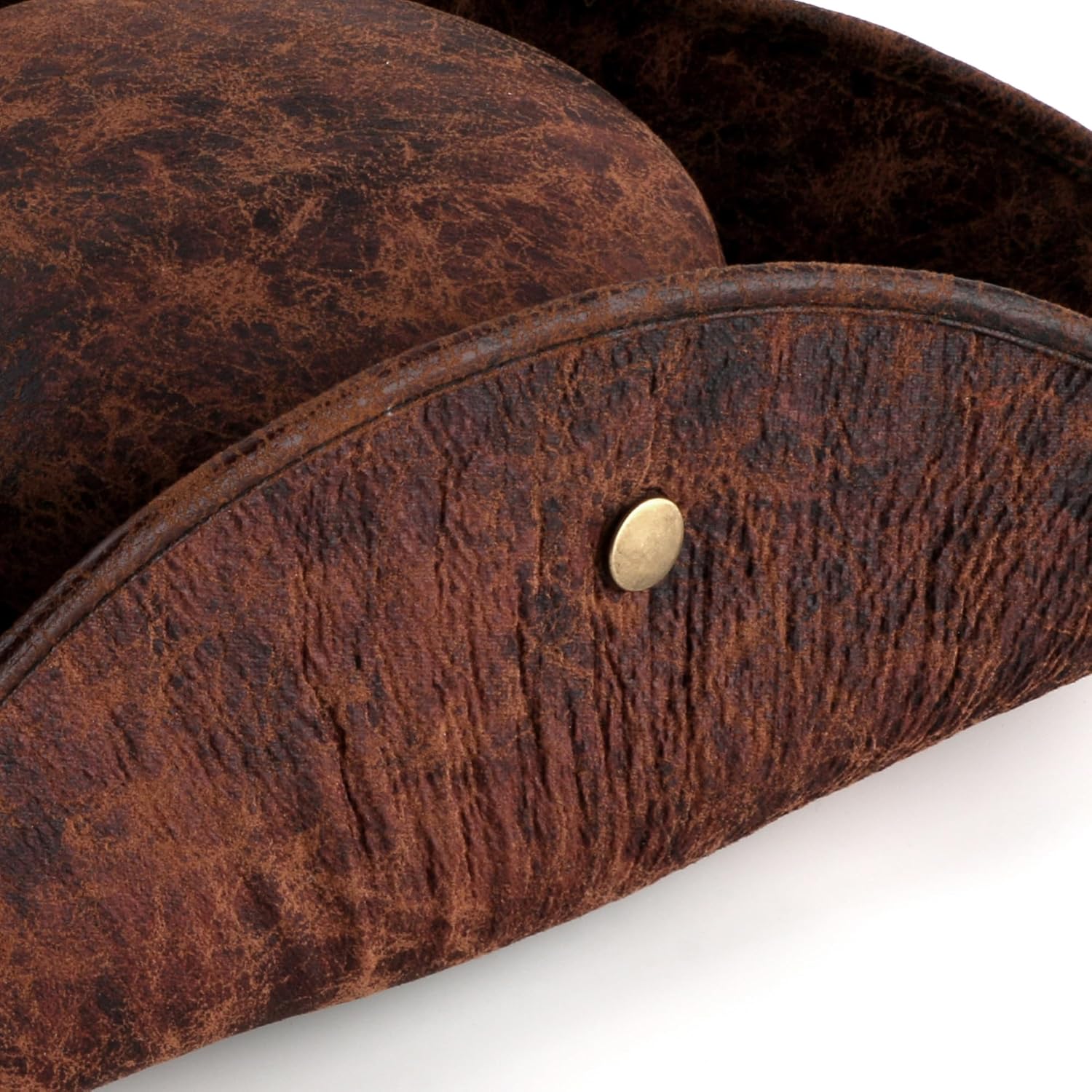 Srnede Pirate-Hat Tricorn Brown Faux Leather