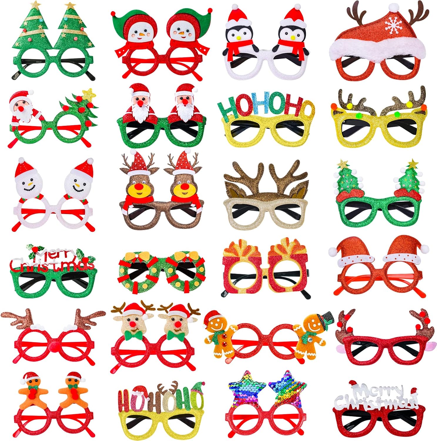 24 Christmas Eyeglasses festive Party Favors Christmas costume Cosplay props 16x9cm