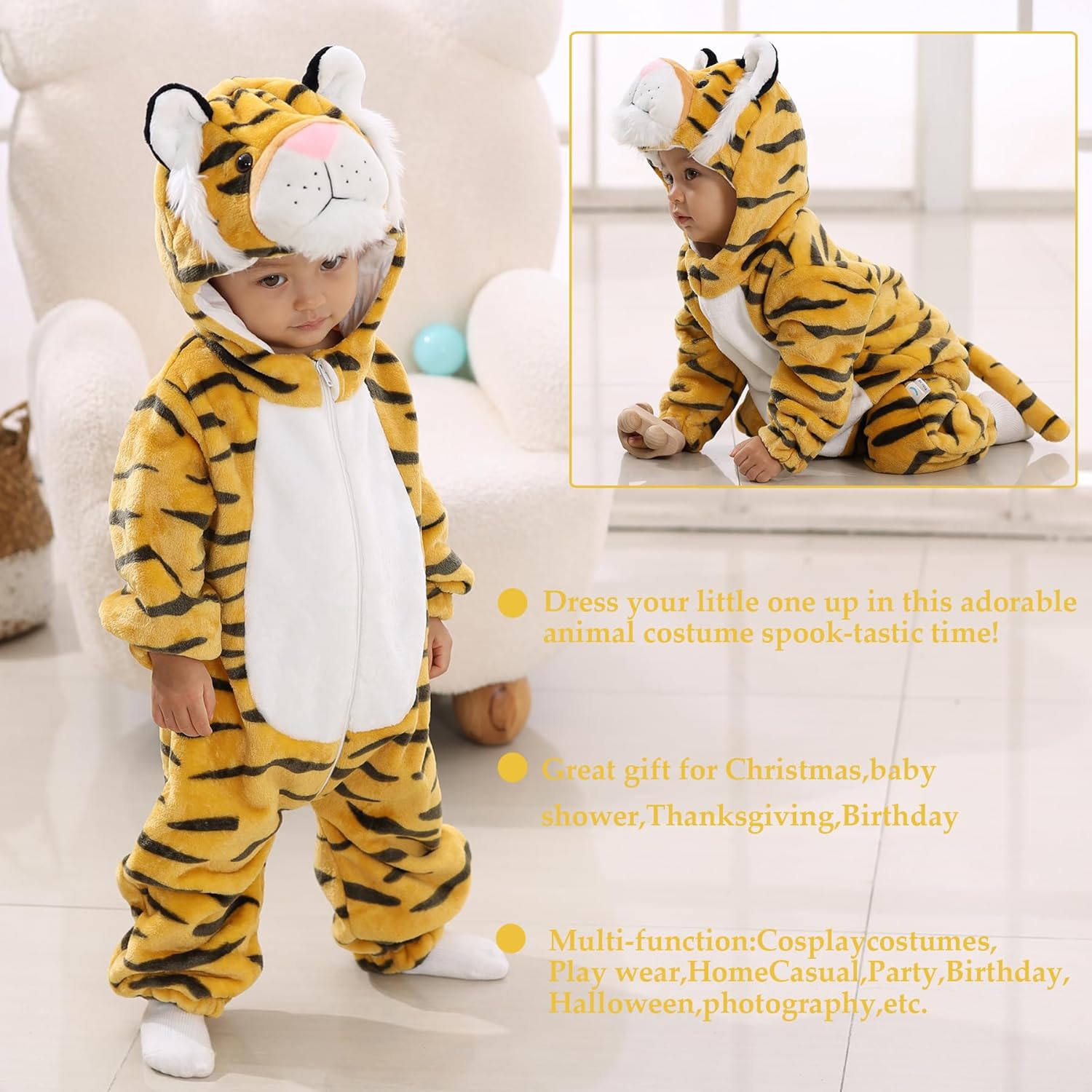 Tonwhar Kids Tiger Dinosaur Animal Fancy Dress Costume