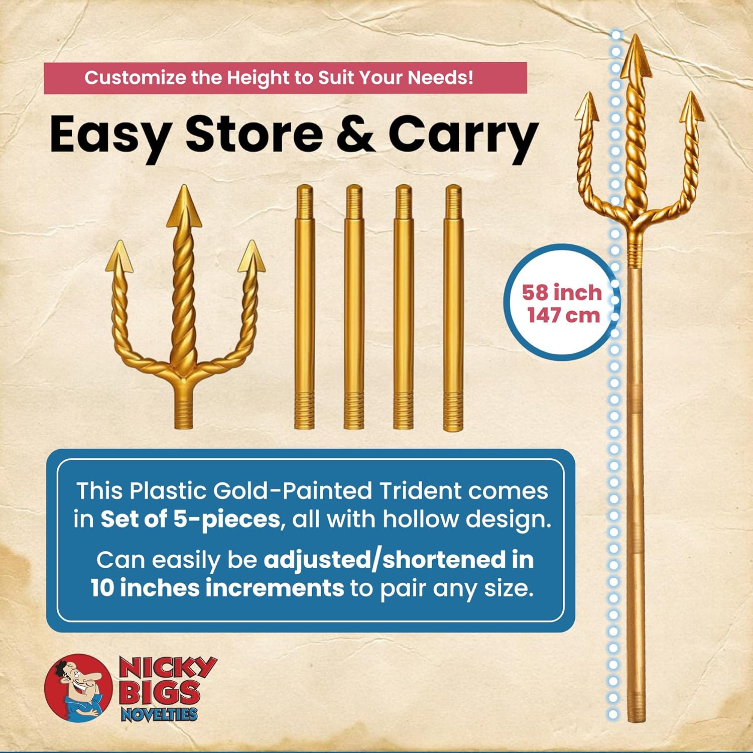Nicky Bigs Novelties Adult Trident Staff Set King Neptune