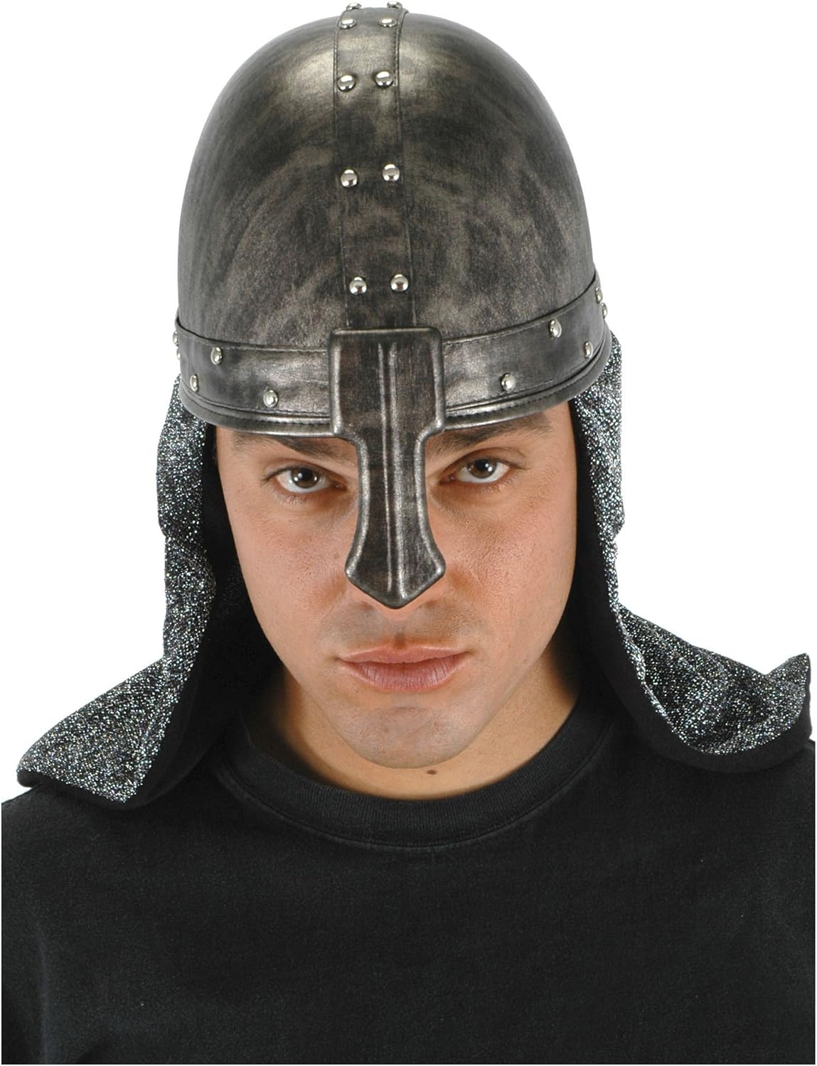 Knight Helmet Hat - Metallic Finish with Chain Metal Drones