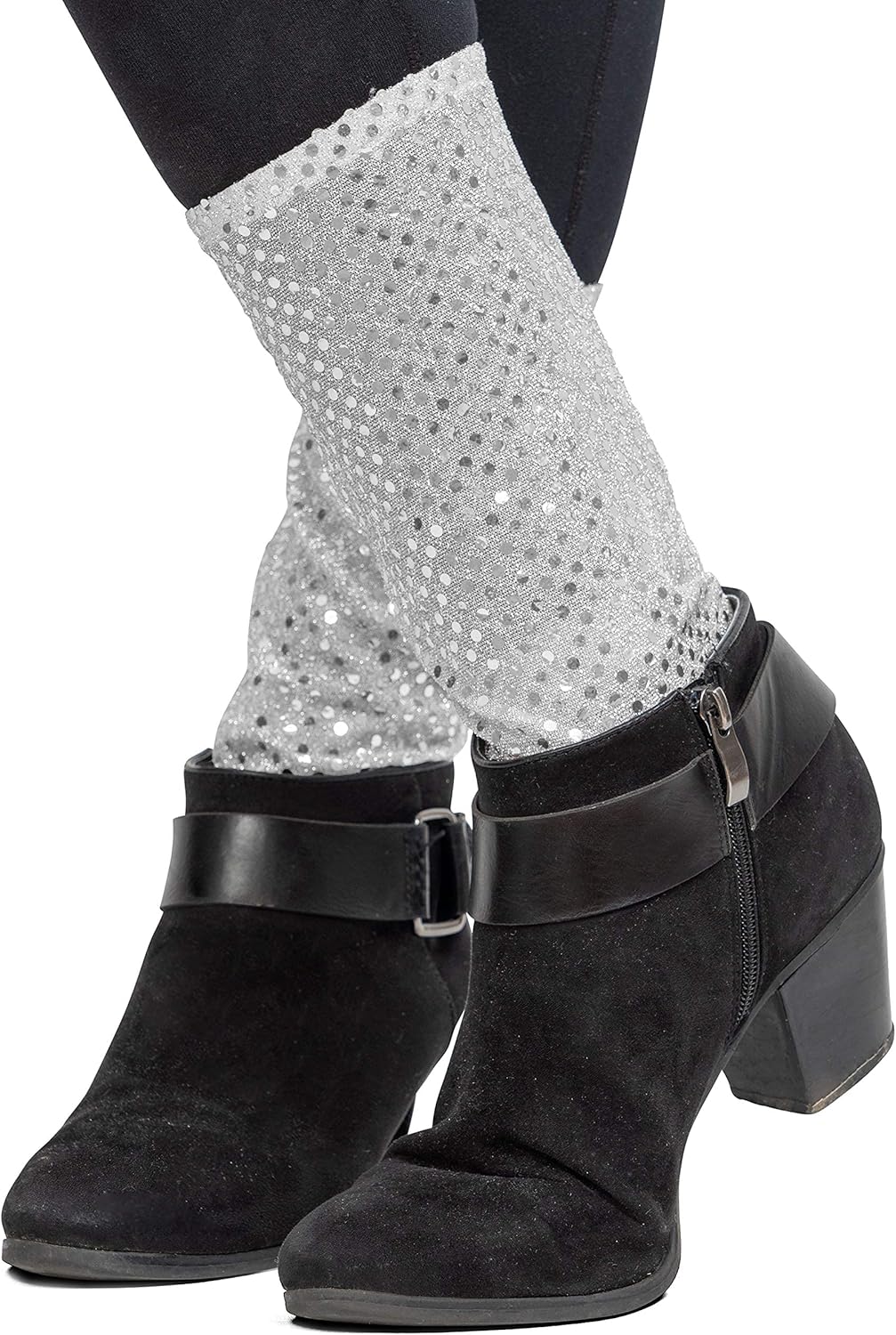 Skeleteen Sparkling Silver Sequin Socks