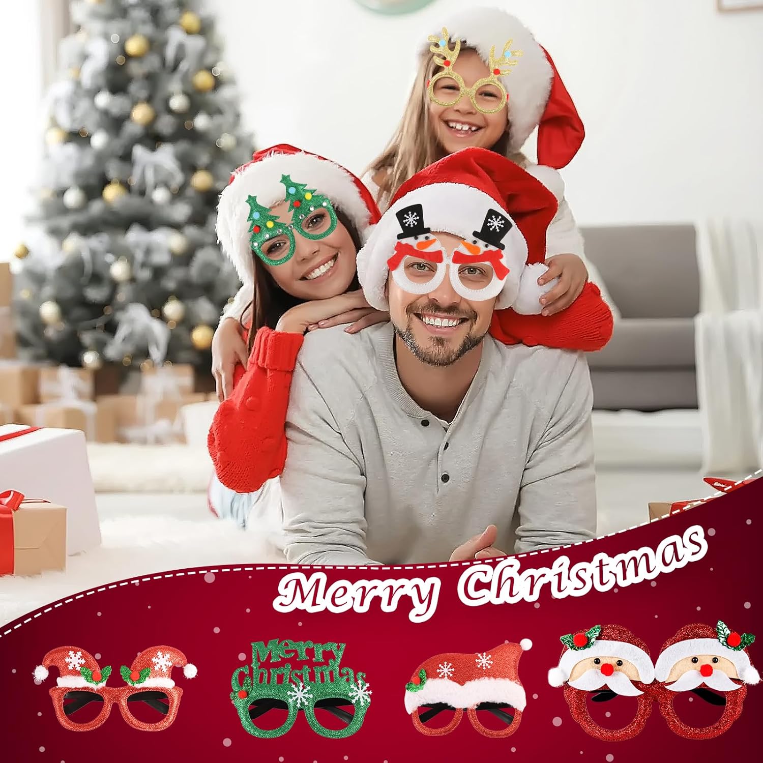 12pc Metal Christmas Glasses - Perfect for Parties