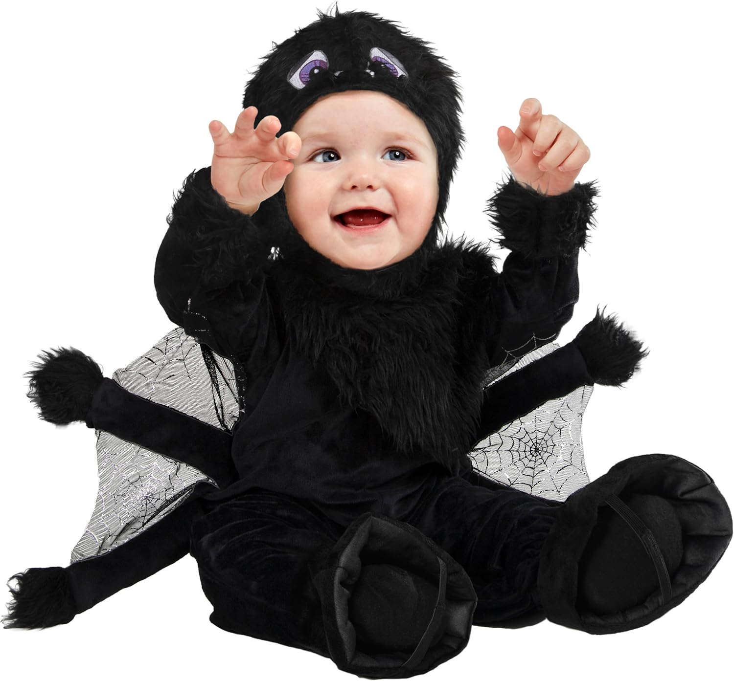 Rubies Spider costume jumpsuit booties and hood for baby boys