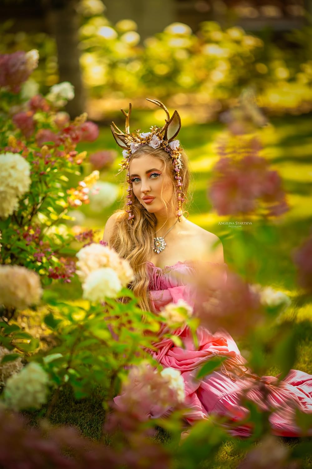 Rebecca Antler Gold Flower Forest Fairy Handmade Handband