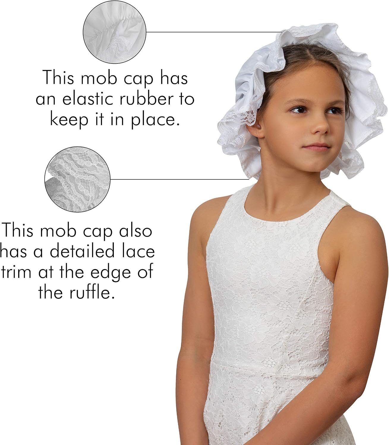 SkeidWhite Mob Cap for Halloween Colonial Costs