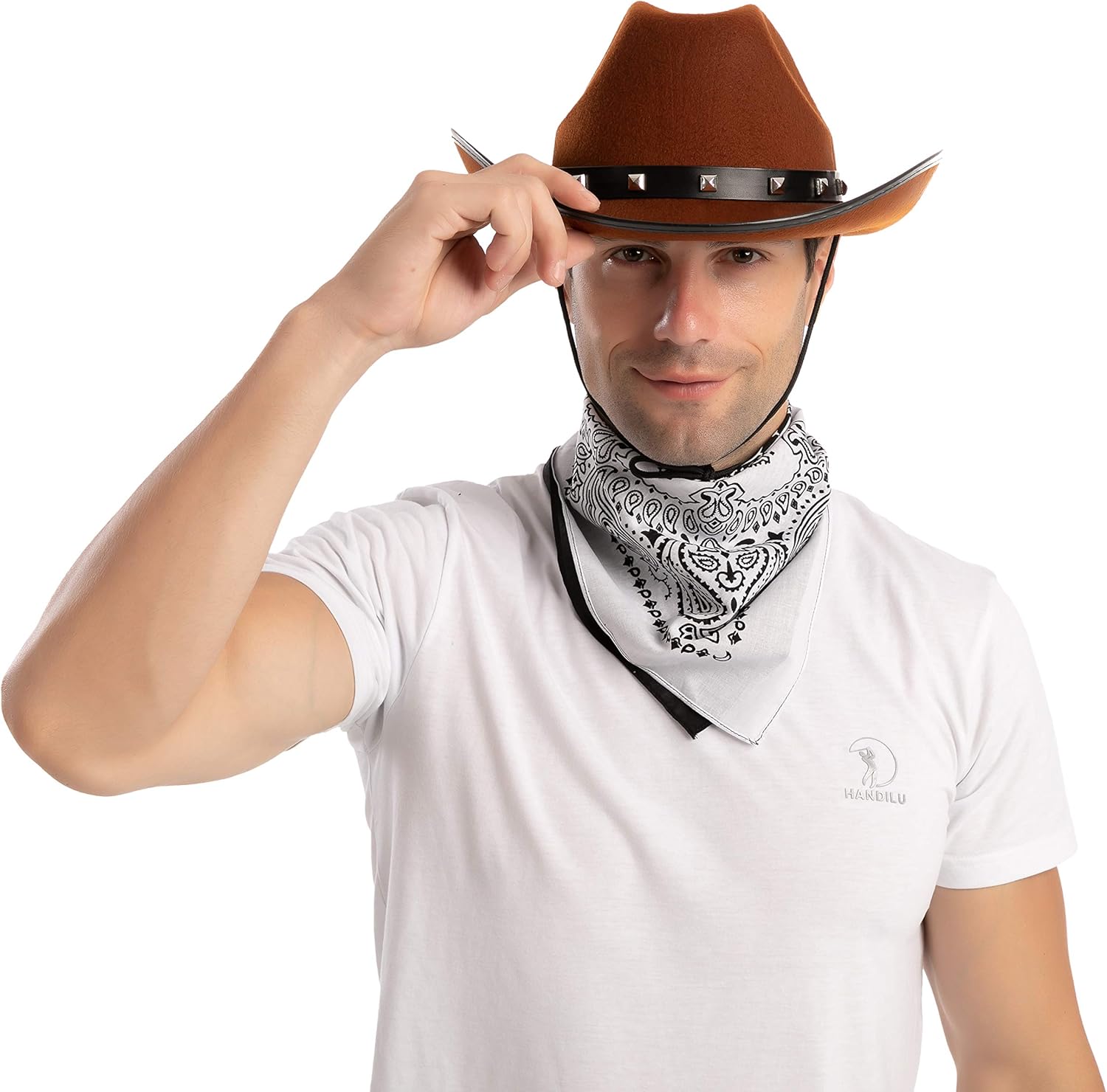 Spooktacular Creations Western Cowboy Hat with 3 Bandanas for Halloween