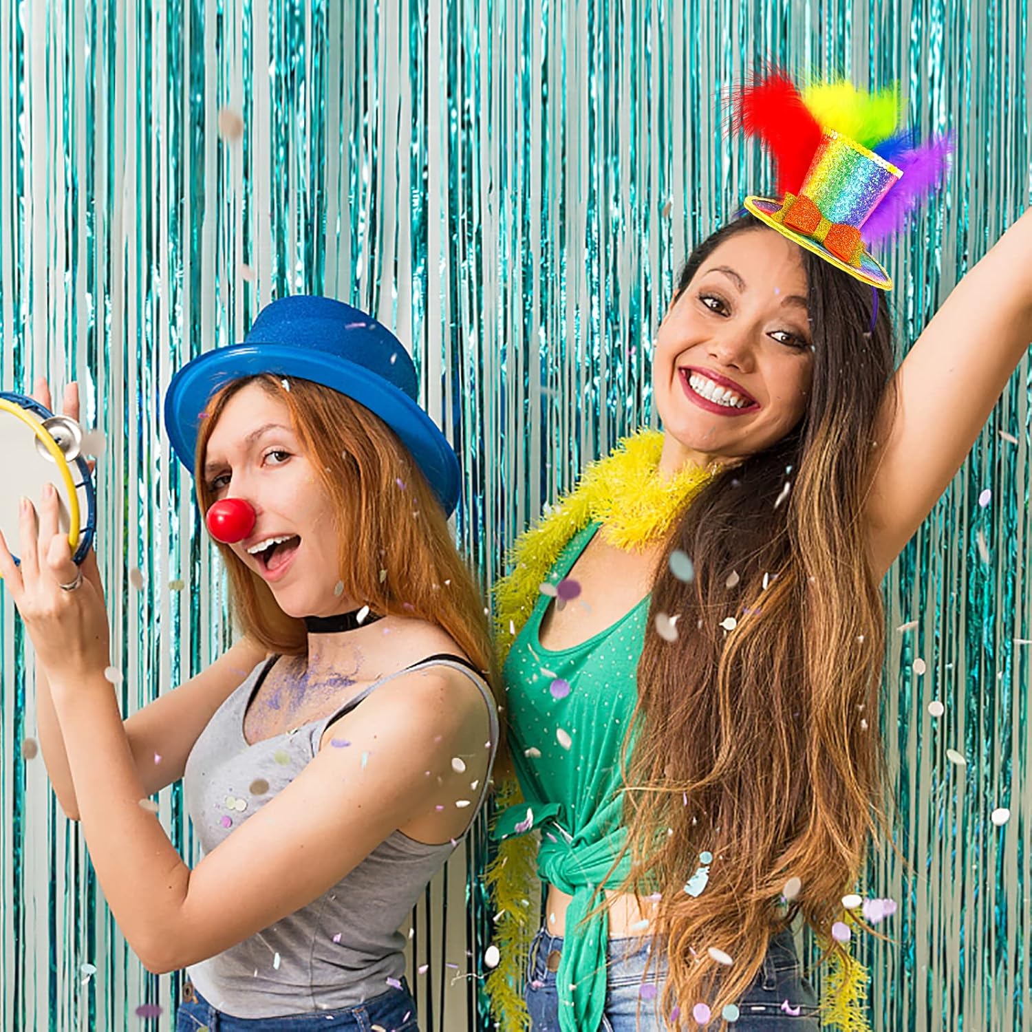 Rainbow Feather Top Hat Headband