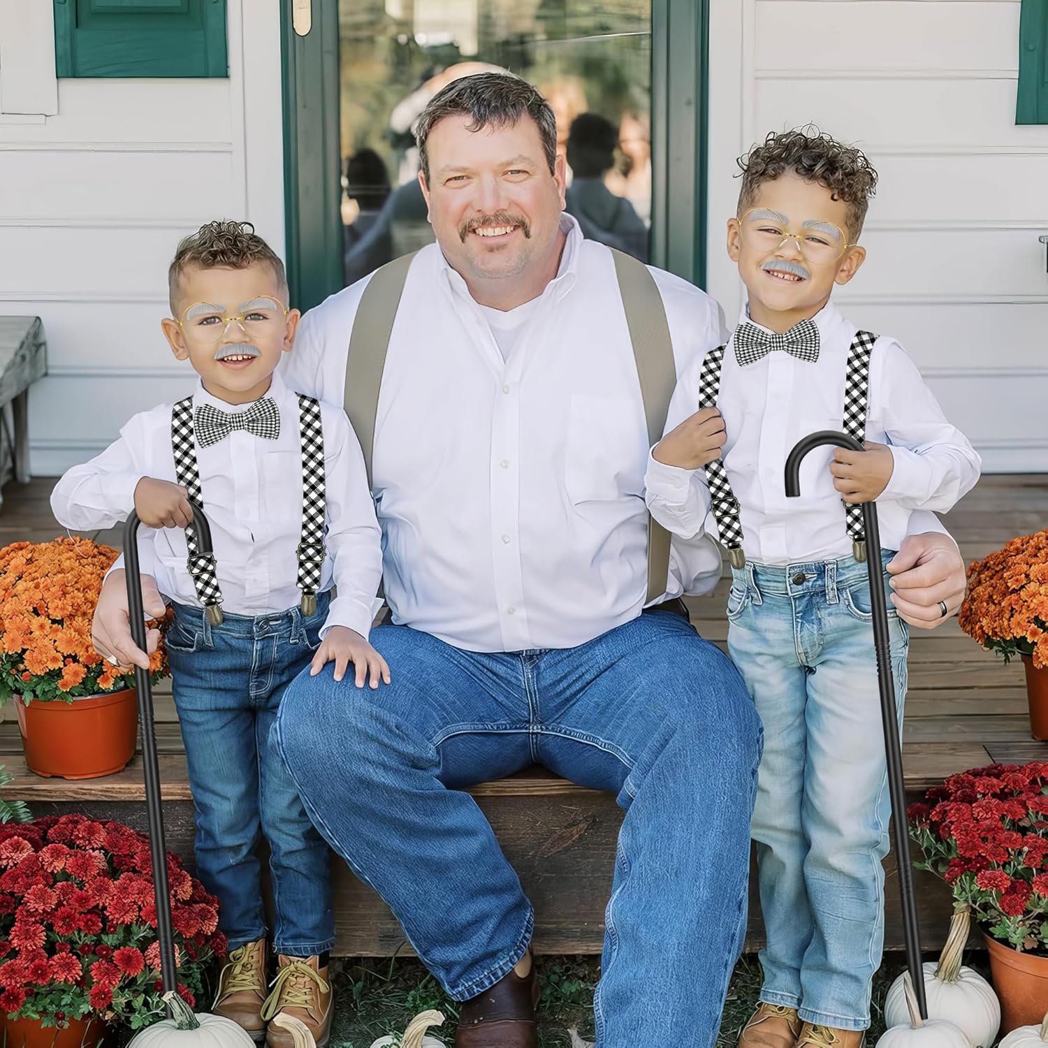 Kids Old Man Costume 100 Days of School Fake Beards for Boys