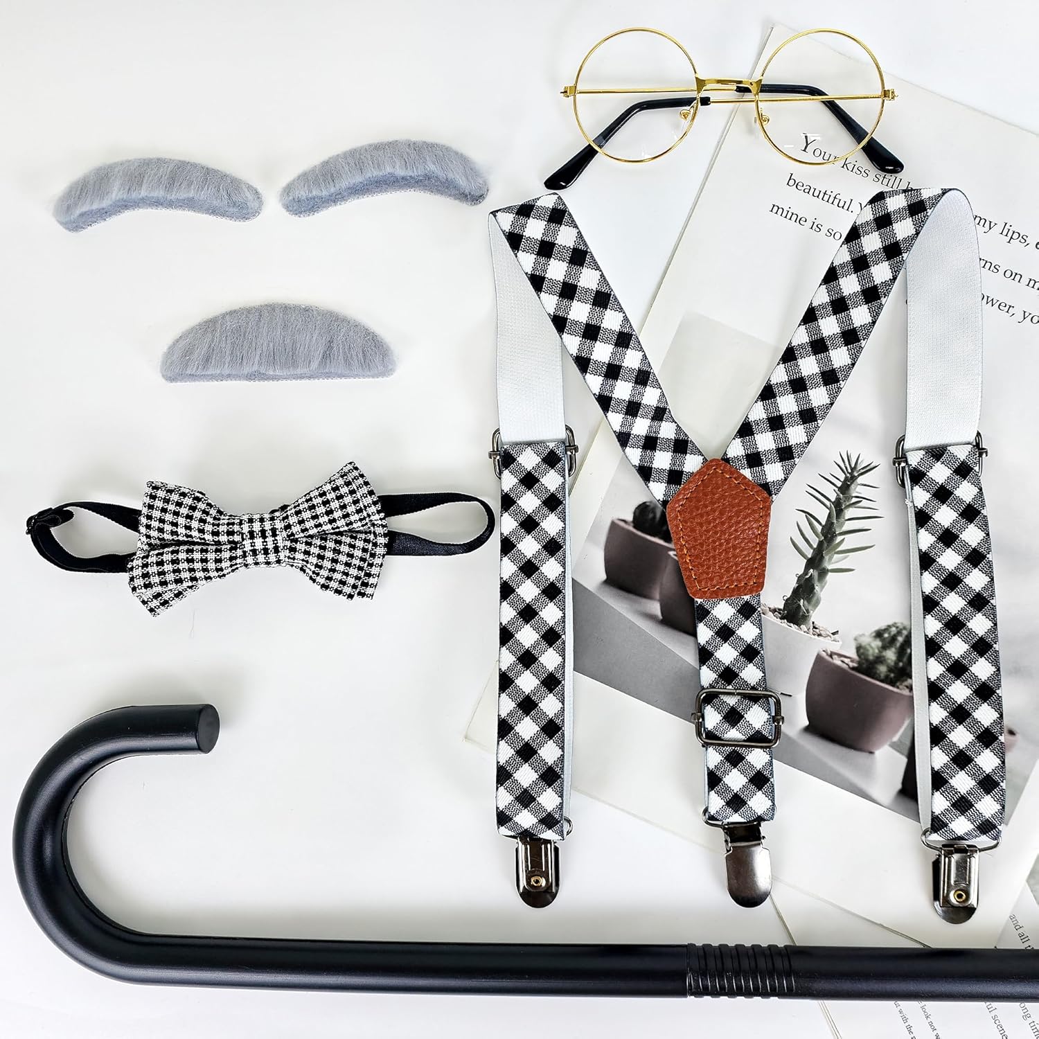 Kids Old Man Costume 100 Days of School Fake Beards for Boys