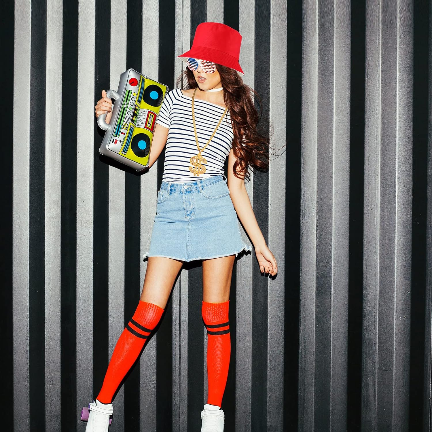 Sumind 80s 90sRetroDress Up Kit Inflatable