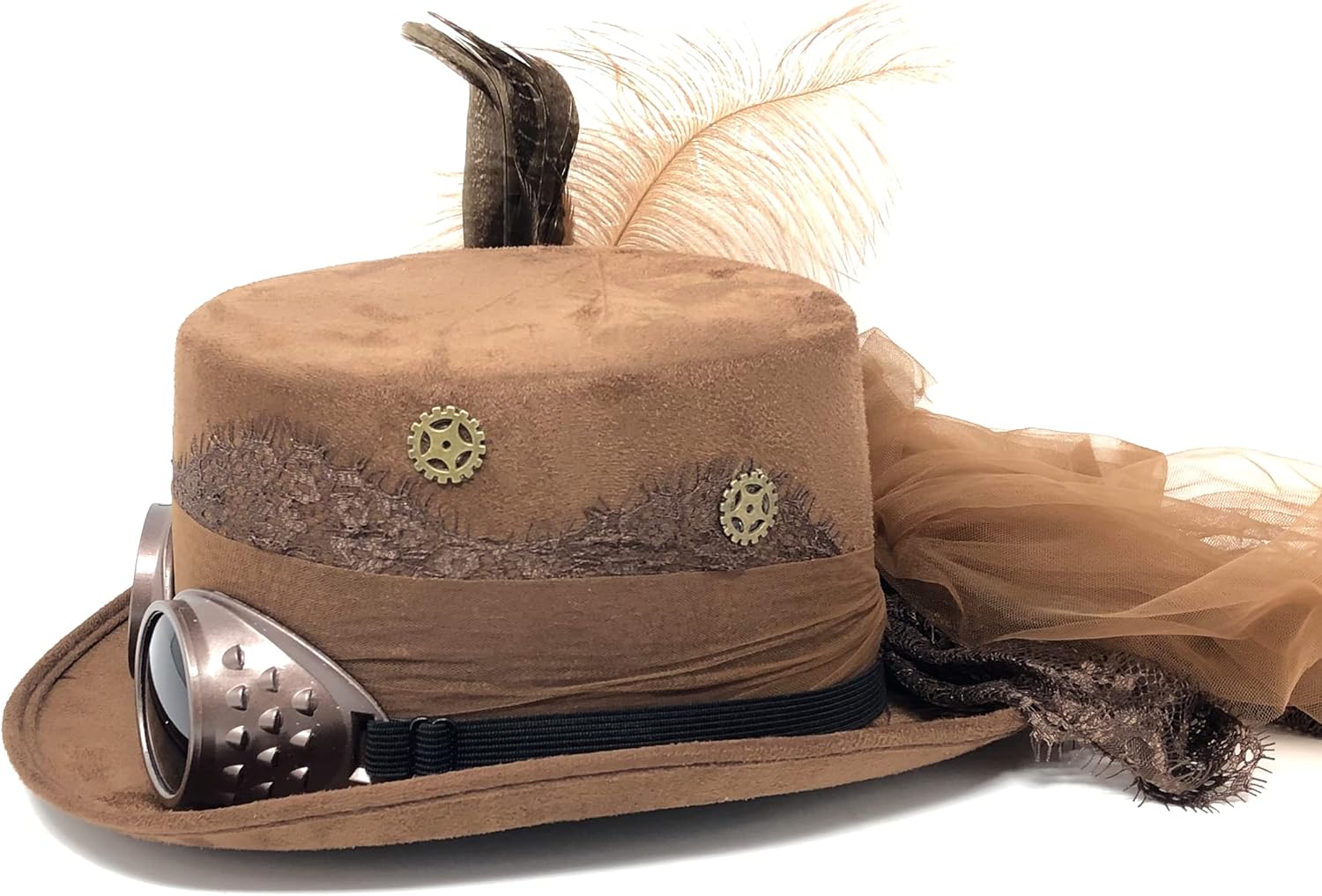 Steampunk Top Hat Mad Scientist Feather Halloween Costume for Women