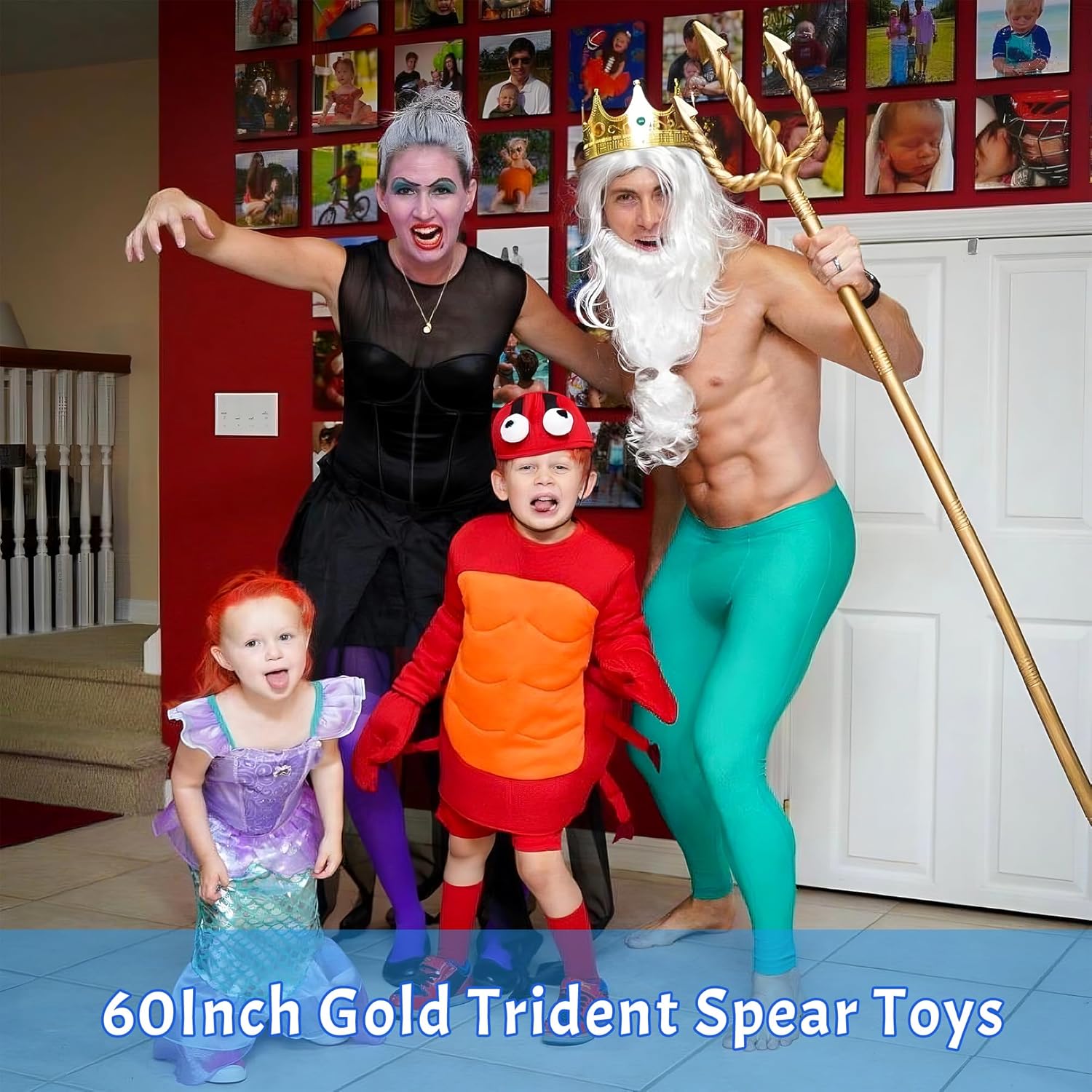 Amlisia 60Inch Gold Trident Plastic Trident King Neptune Costume Accessory