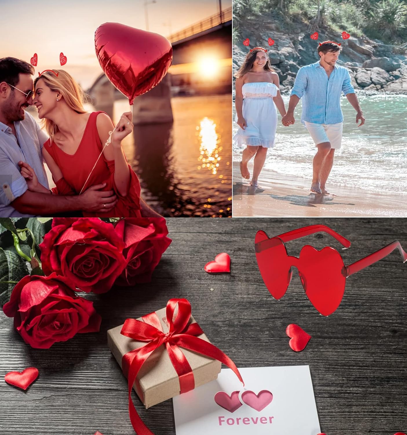 Valentines Red Heart Sunglasses and Headband