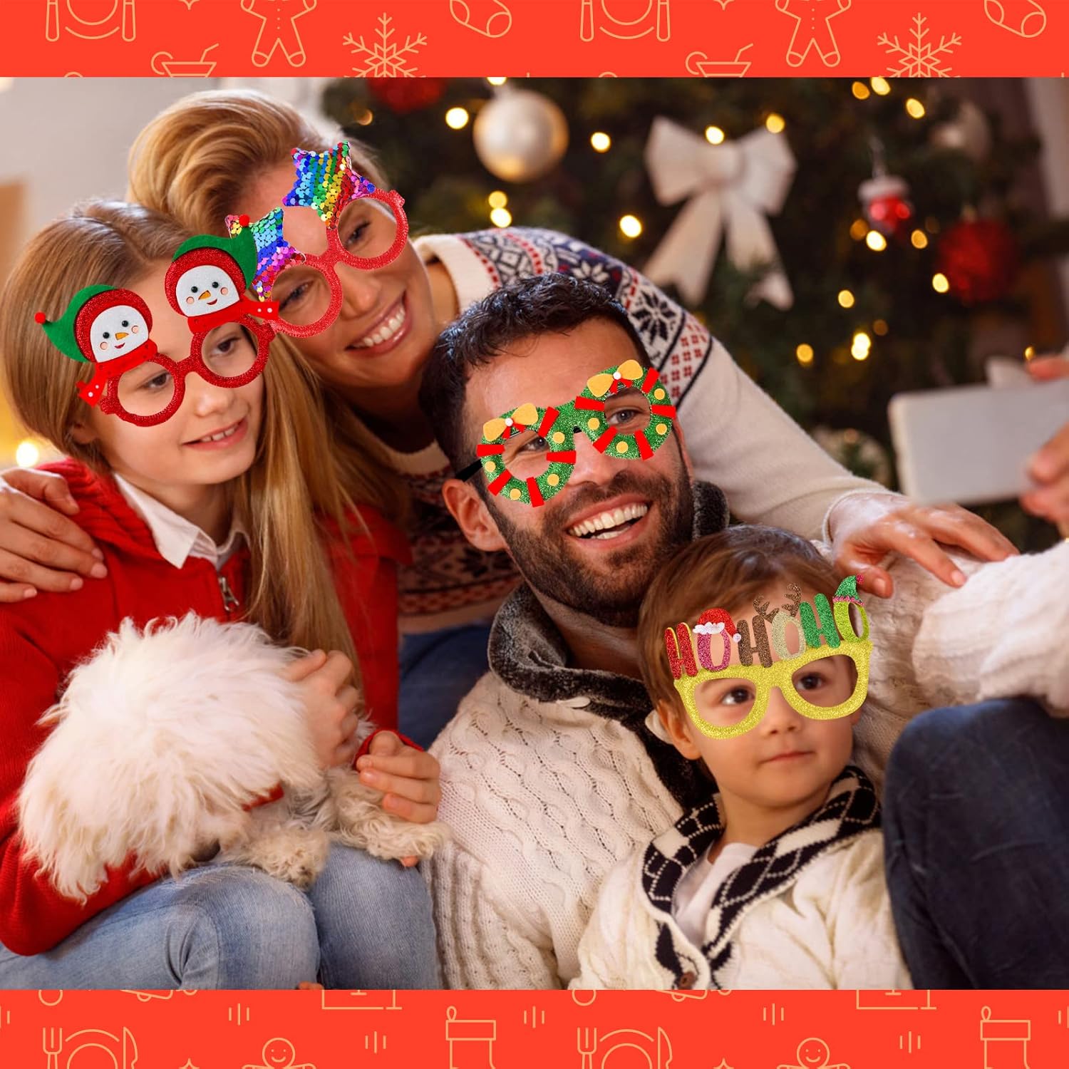 24 Christmas Eyeglasses festive Party Favors Christmas costume Cosplay props 16x9cm