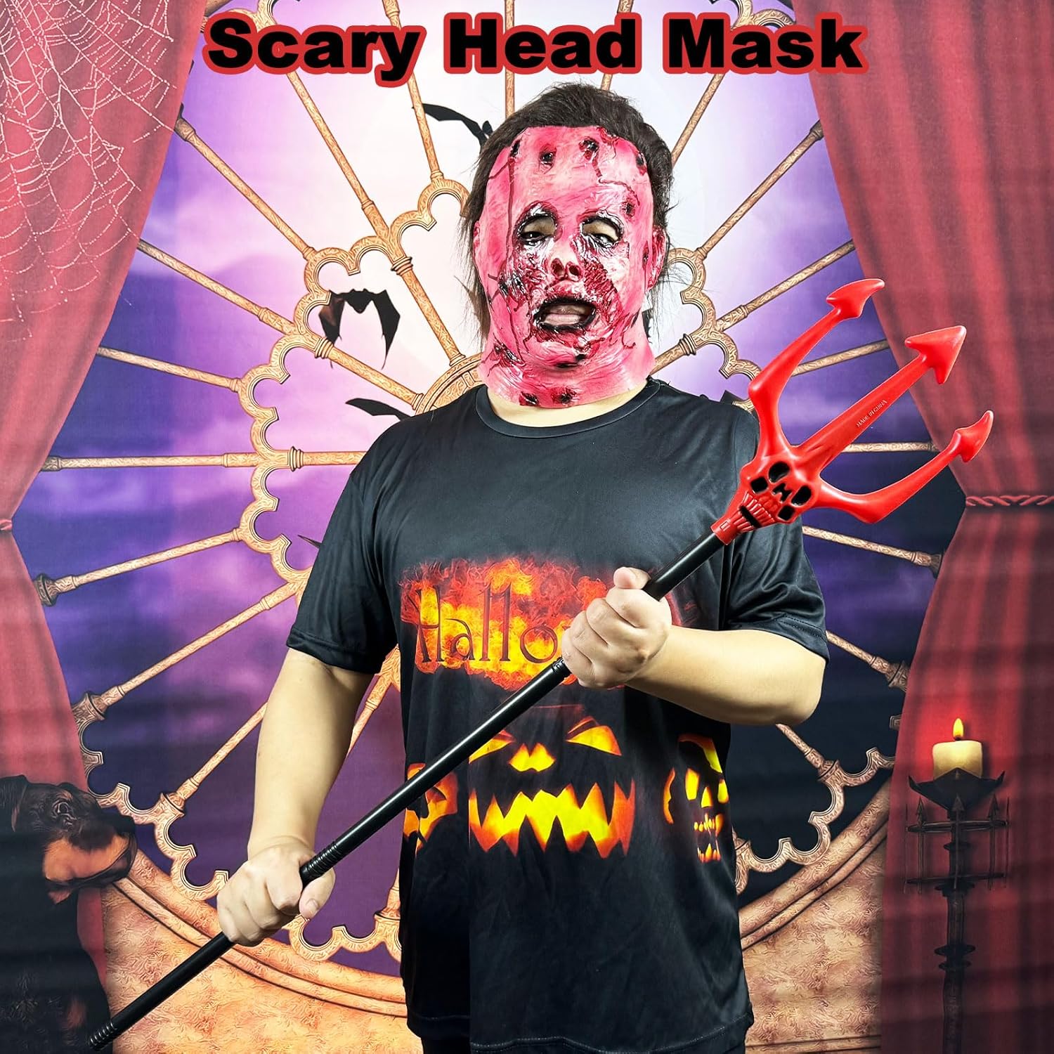 terrifying realistic red character mask