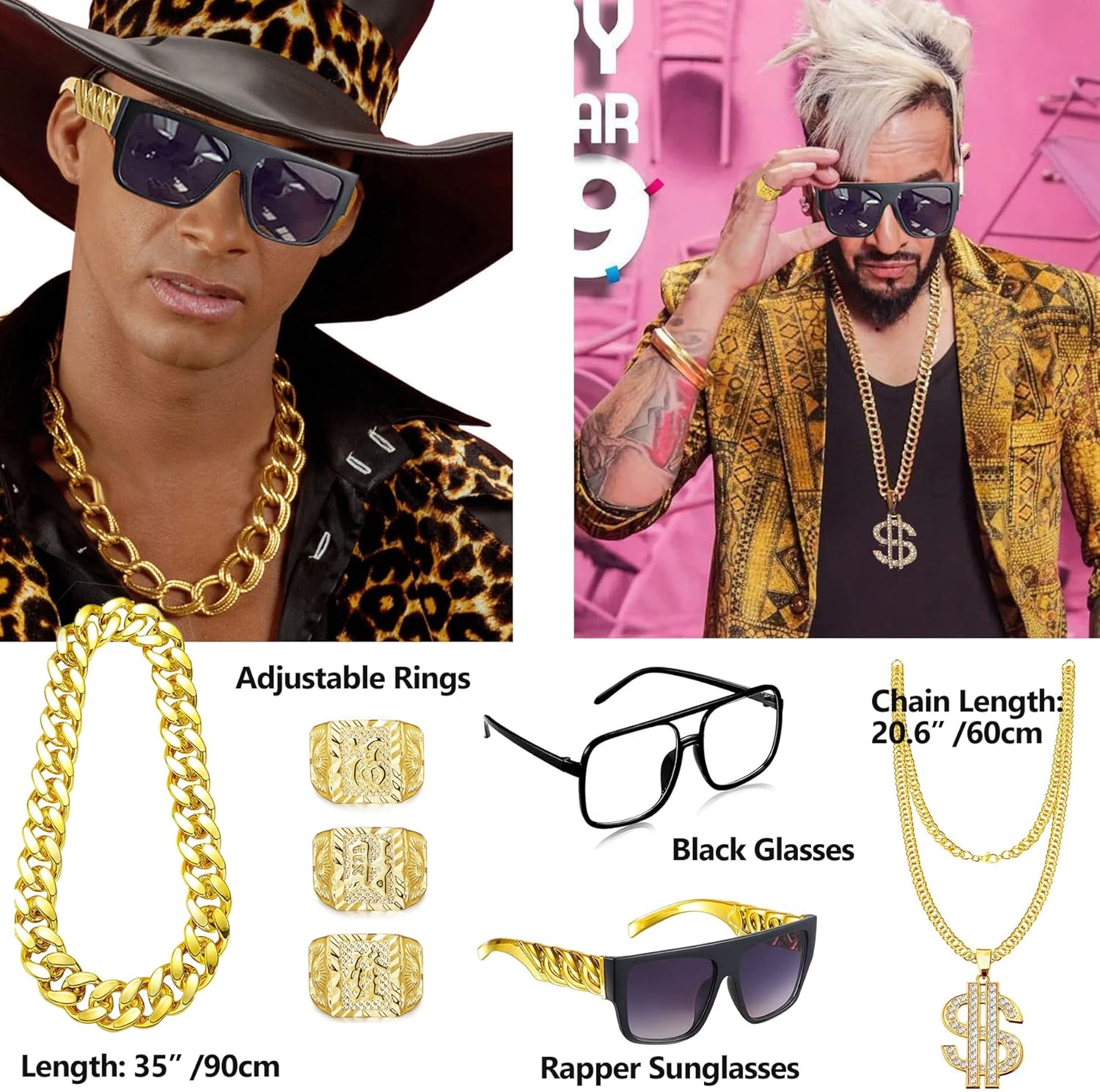 GIFIKOI 80s90s Rap Costume Kit