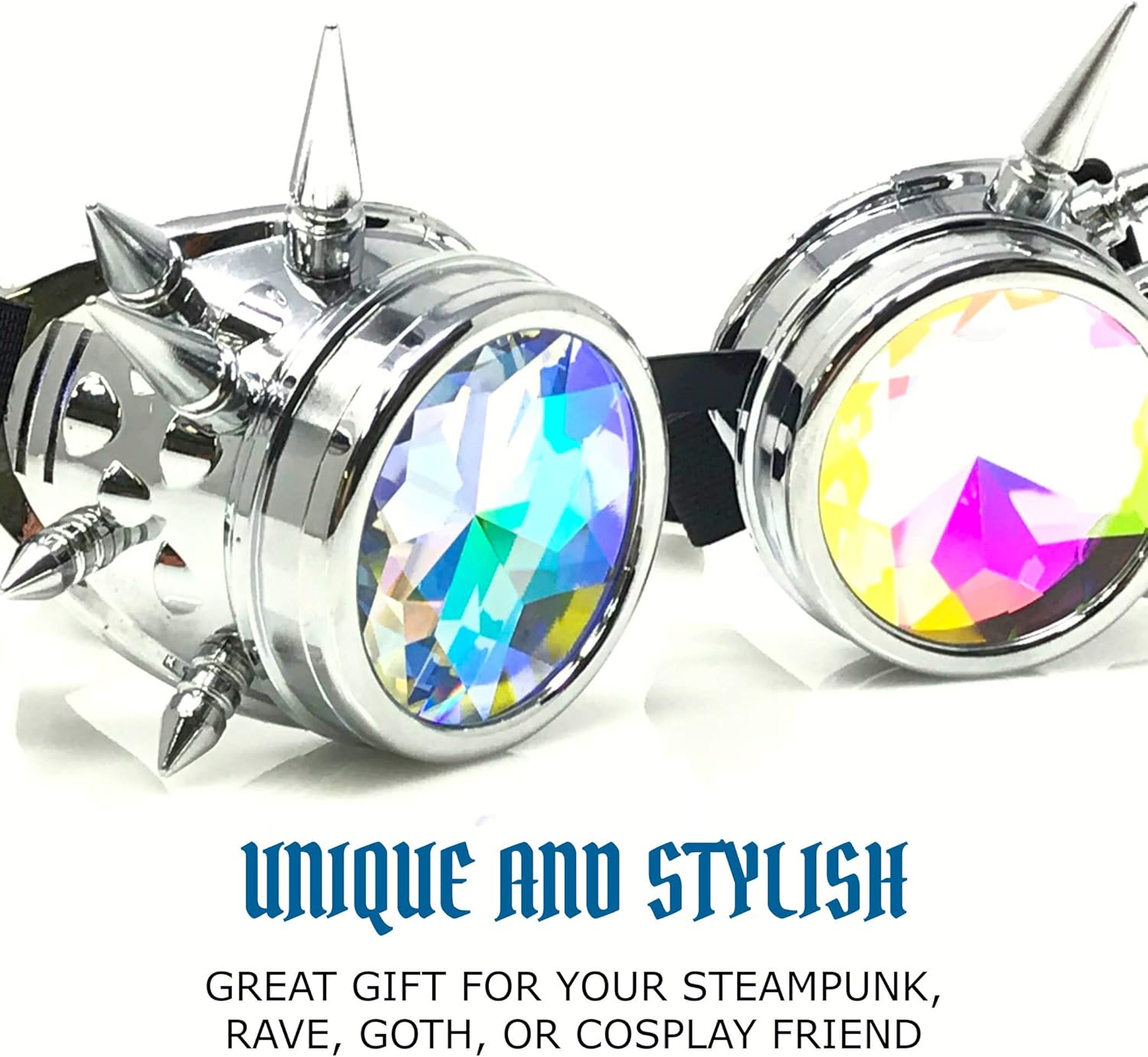 UMBRELLALABORATORY Crystal Rainbow Kaleidoscope Steampunk Goggles