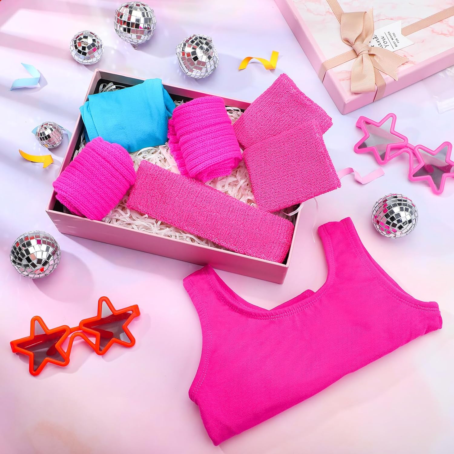 Giegxin Kids 80s Workout Costume Halloween Accessory Set