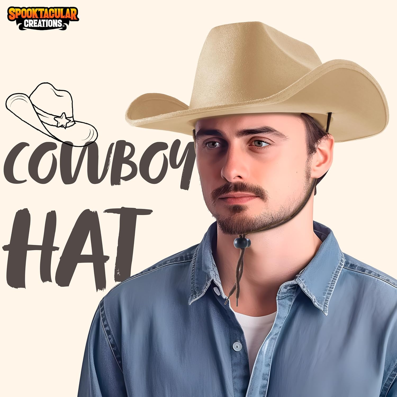 Beige Cowboy Hat for Halloween Cosplay