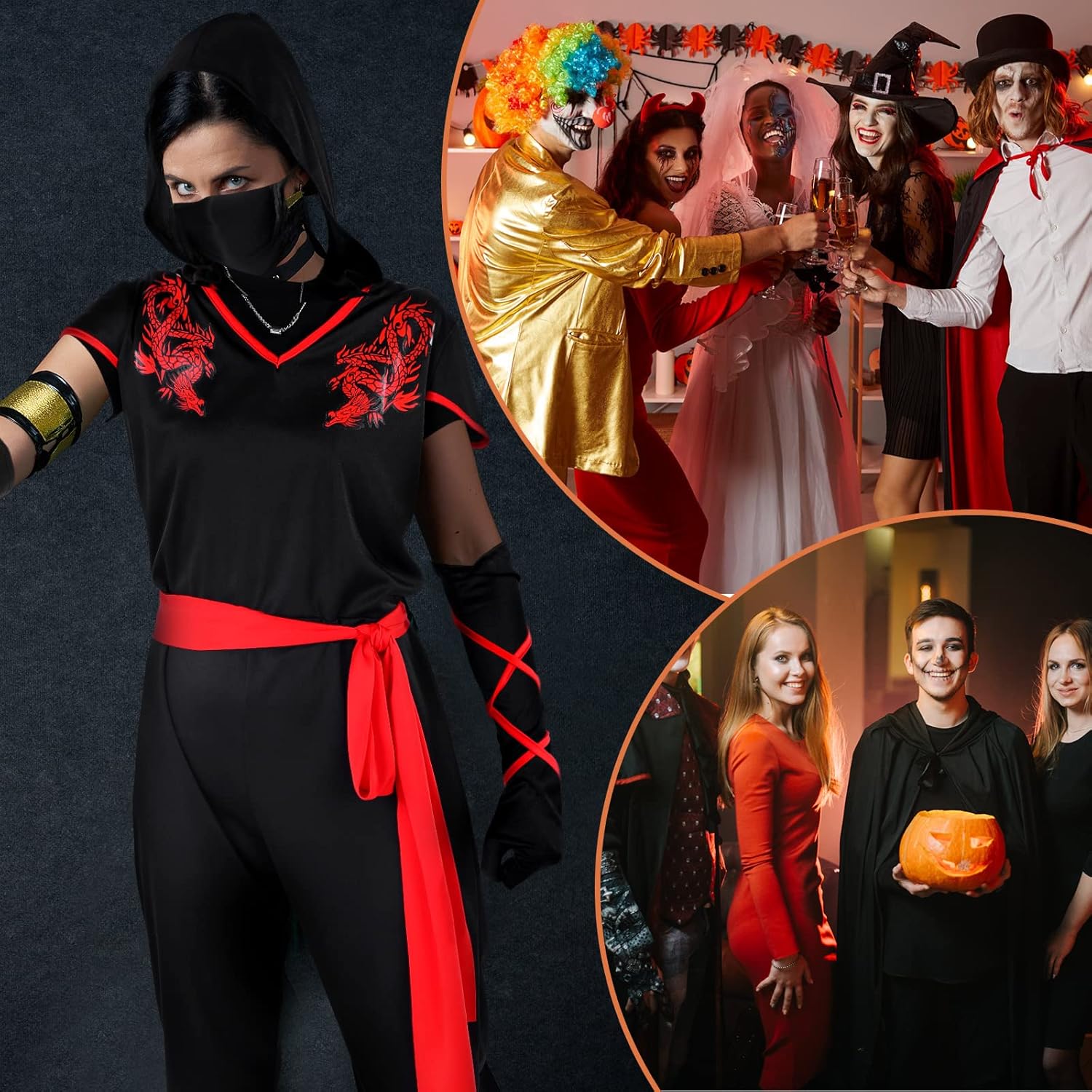 Jiuguva 9-Piece Ninja Costume Set for Women - Halloween More