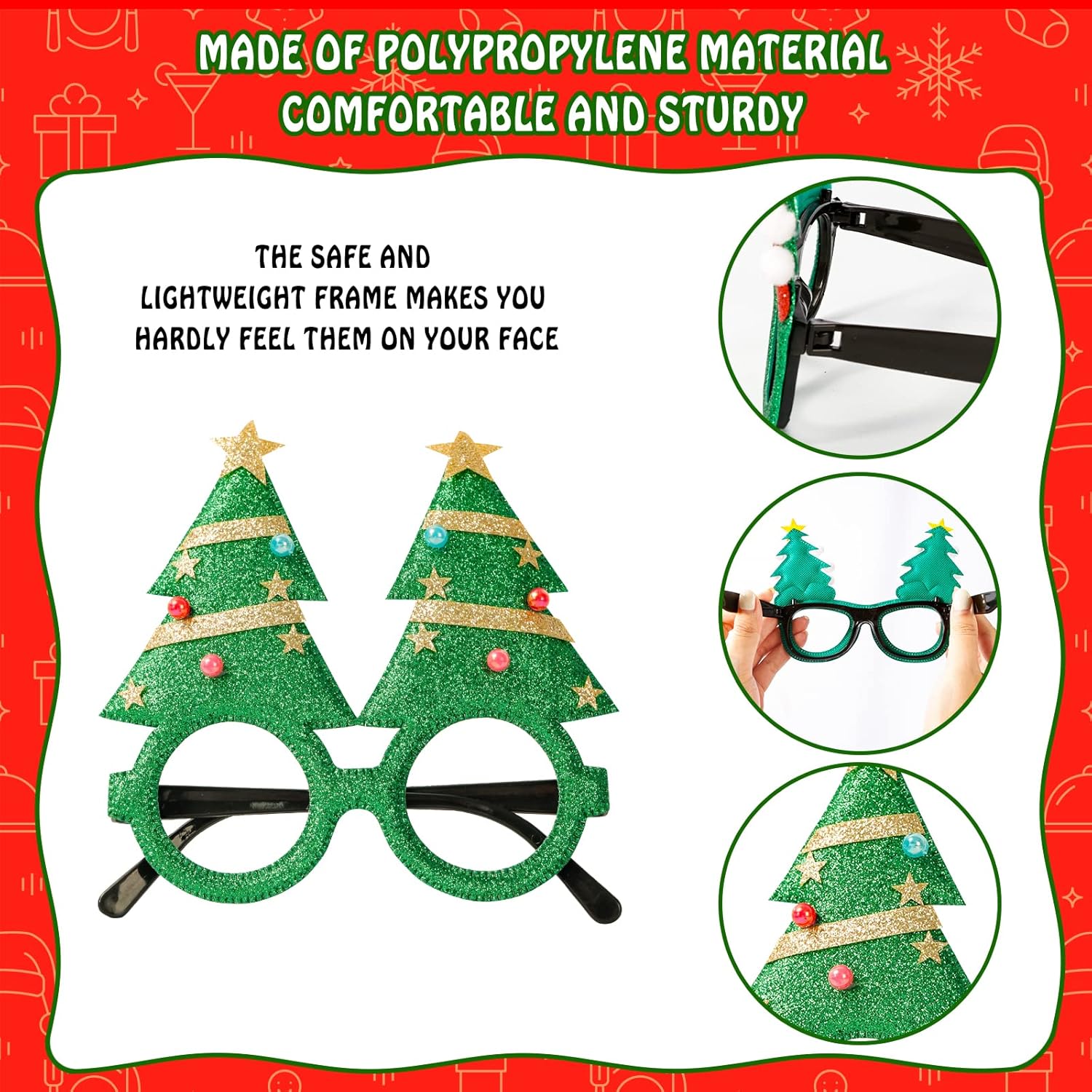 24 Christmas Eyeglasses festive Party Favors Christmas costume Cosplay props 16x9cm