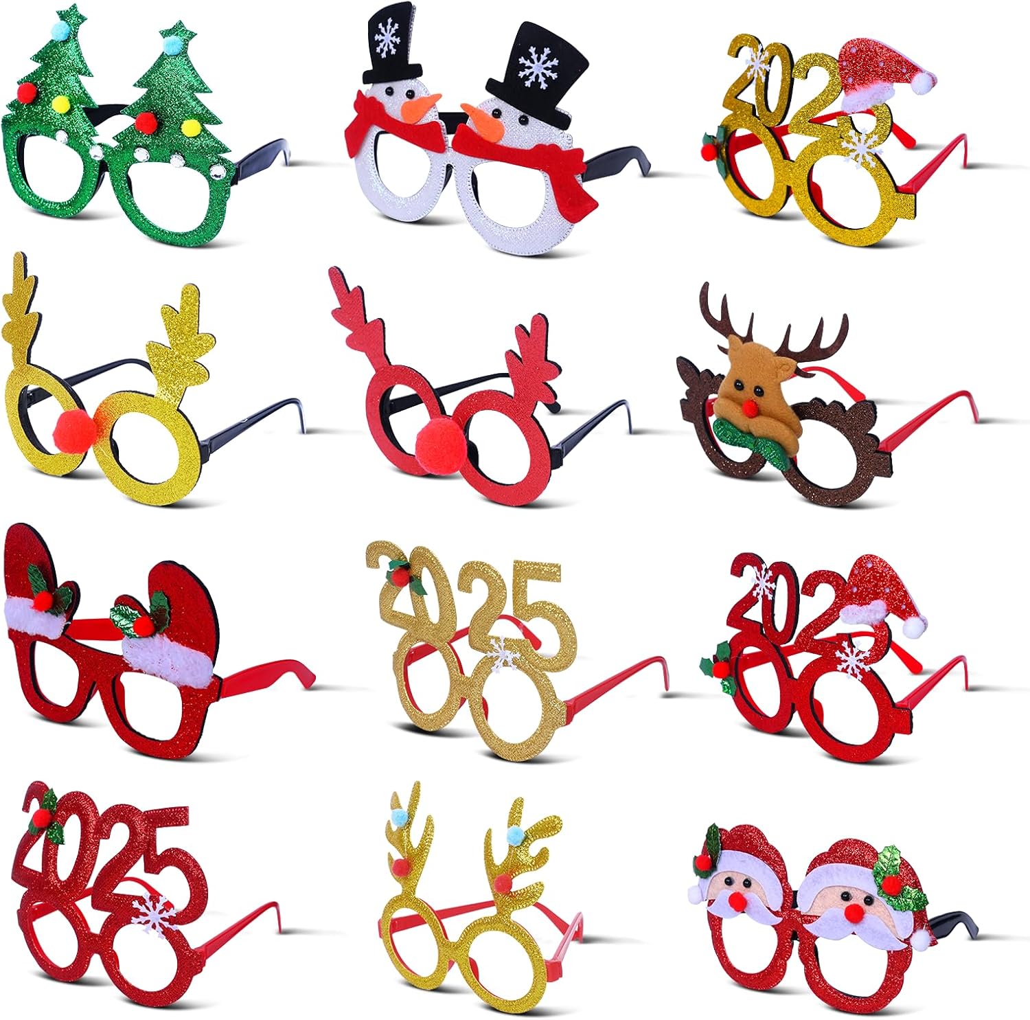 12PCS Santa Reindeer More - festive Eyewear for Kids Women Men