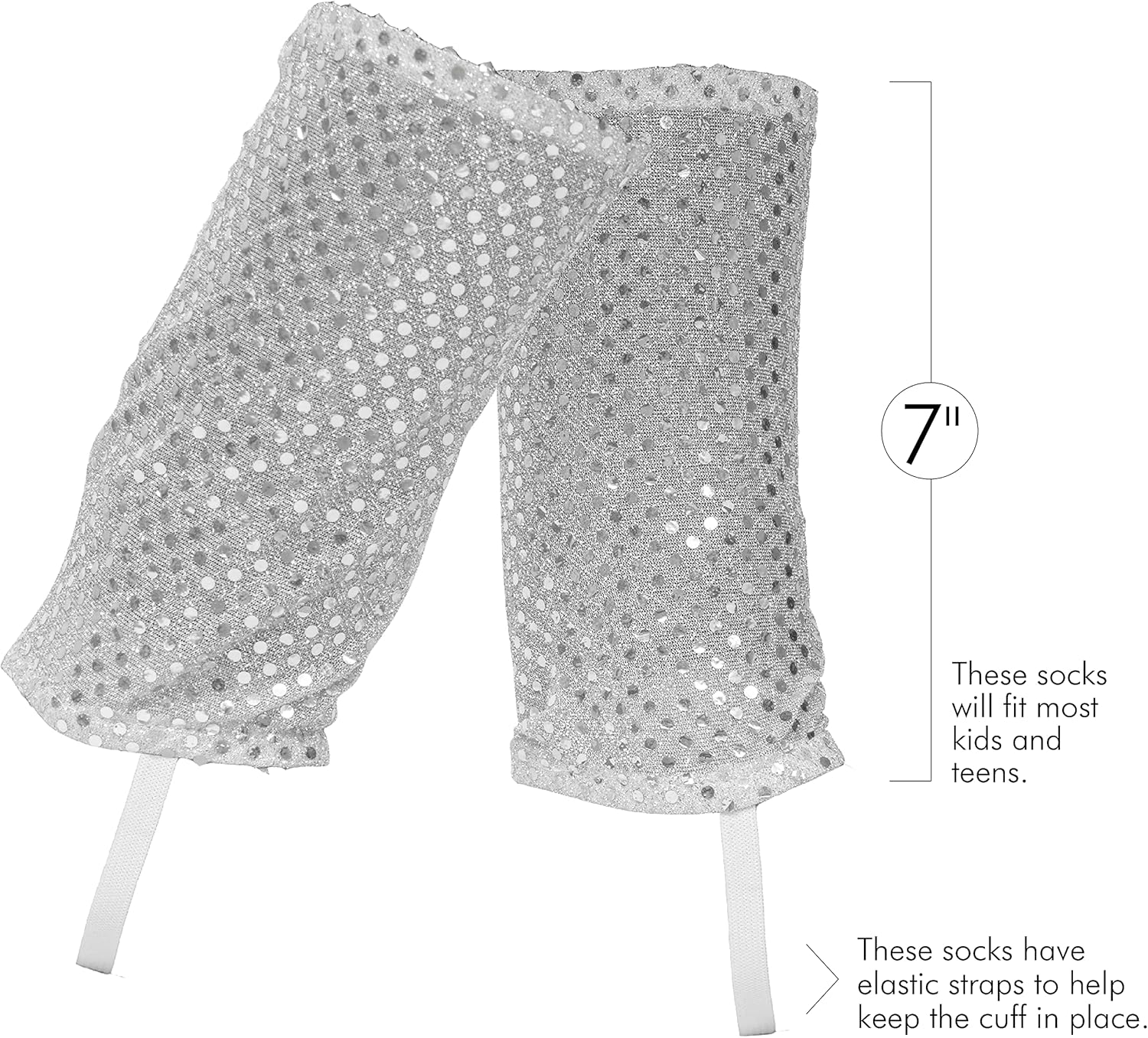 Skeleteen Sparkling Silver Sequin Socks