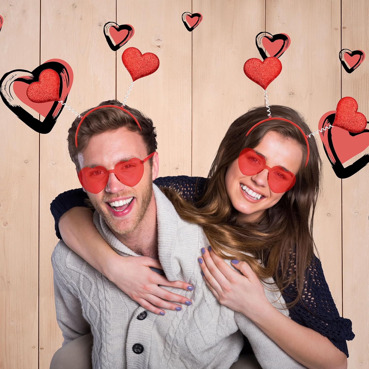 Romantic Valentines Day Headband Glasses Set