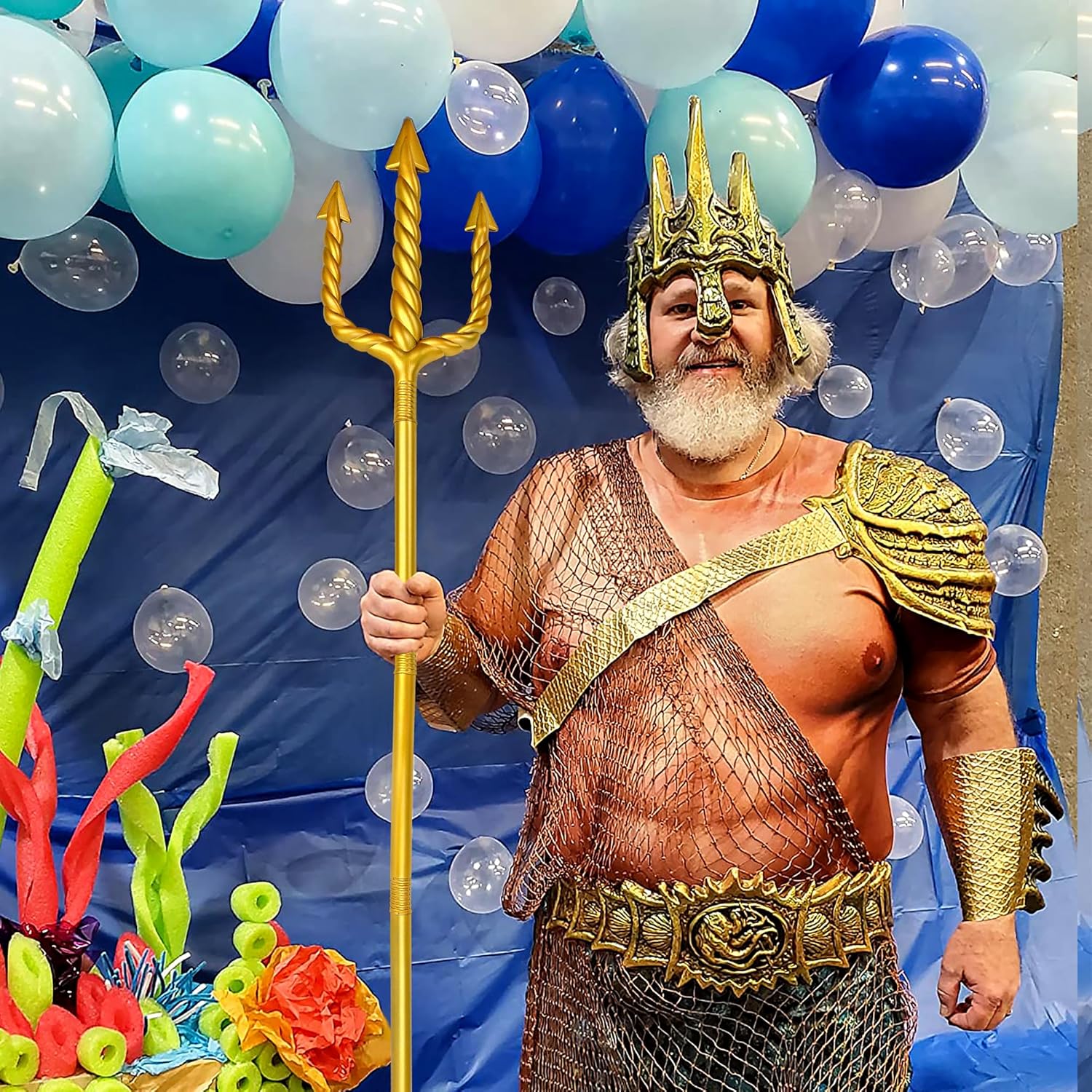 Amlisia 60Inch Gold Trident Plastic Trident King Neptune Costume Accessory