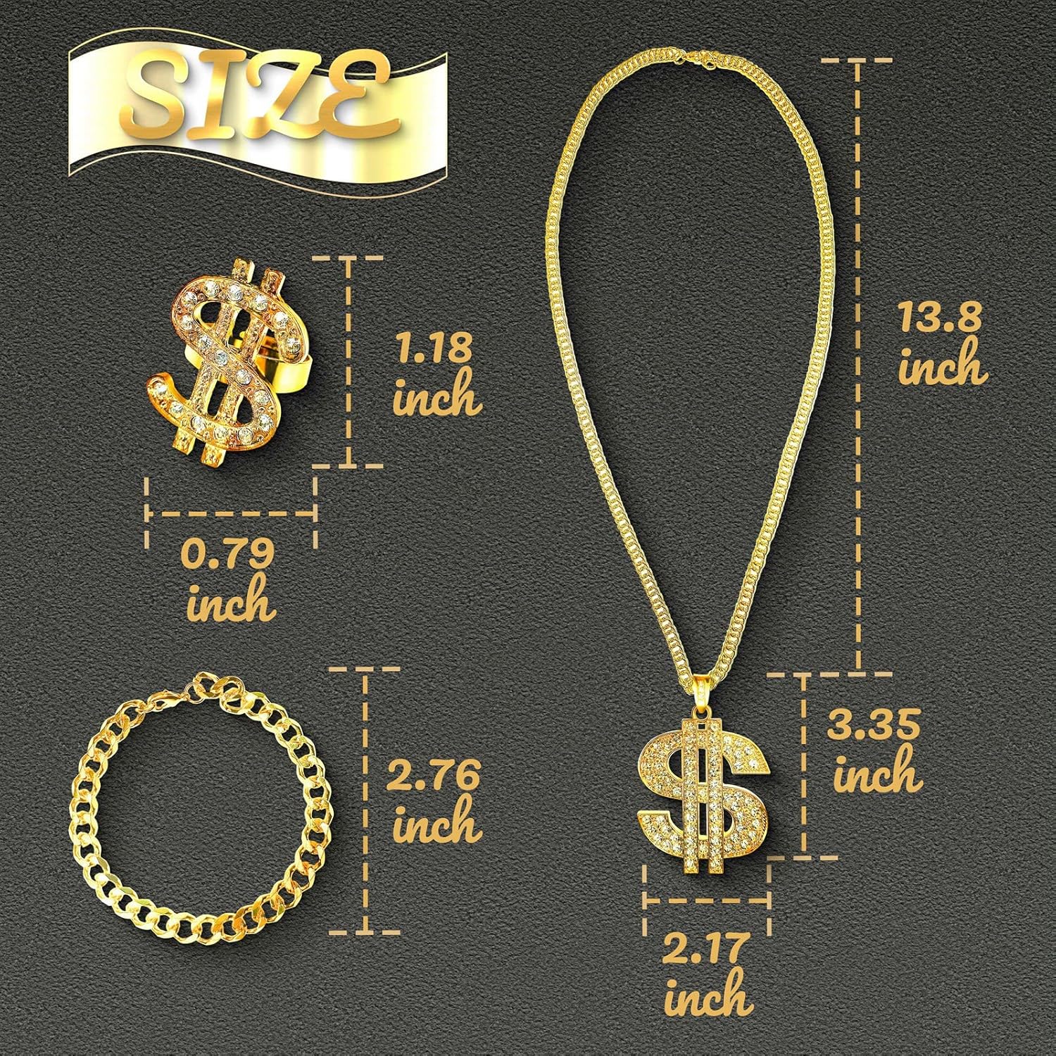 Fieuon Retro Hip Hop Accessories for Men 80s90s Themed costumes