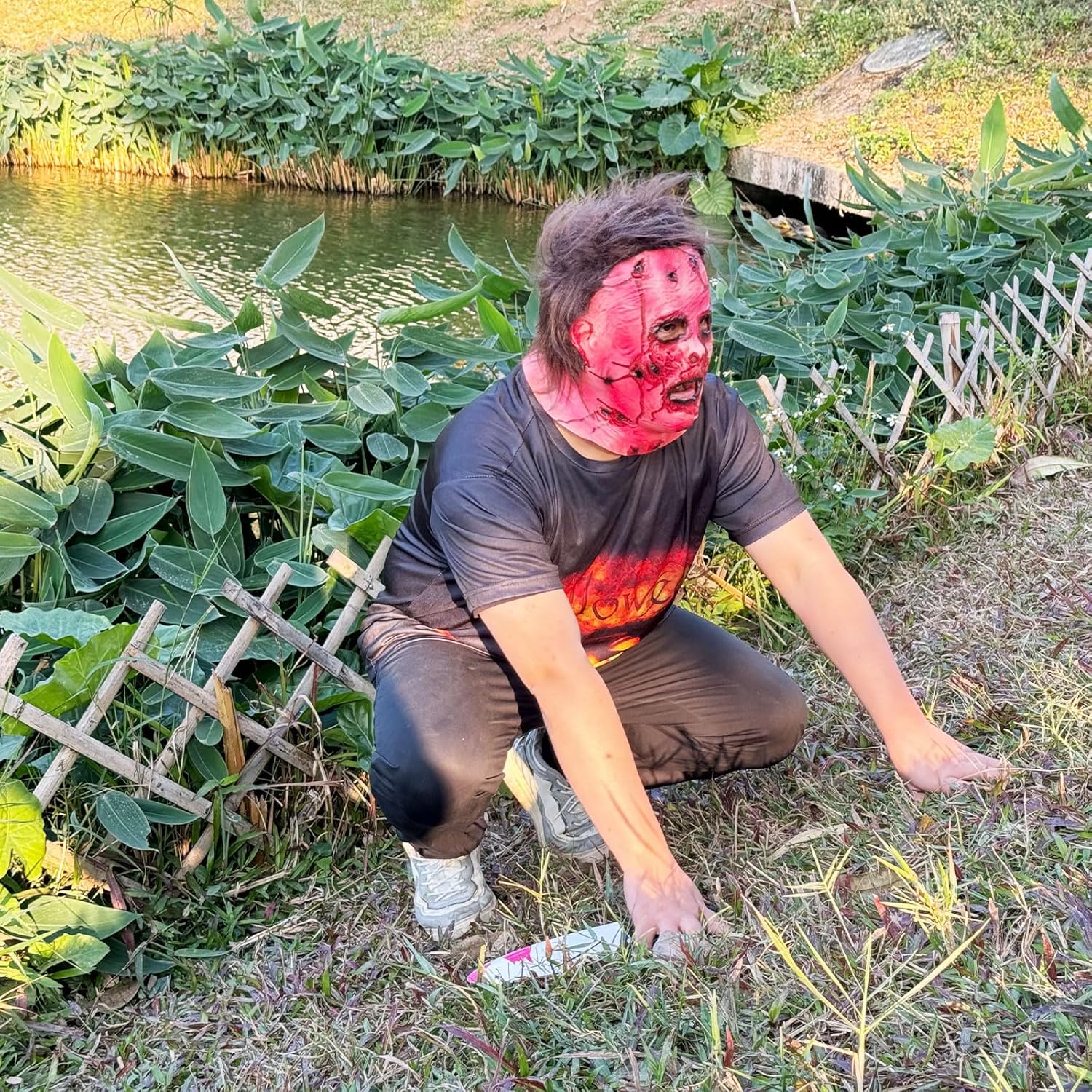 terrifying realistic red character mask