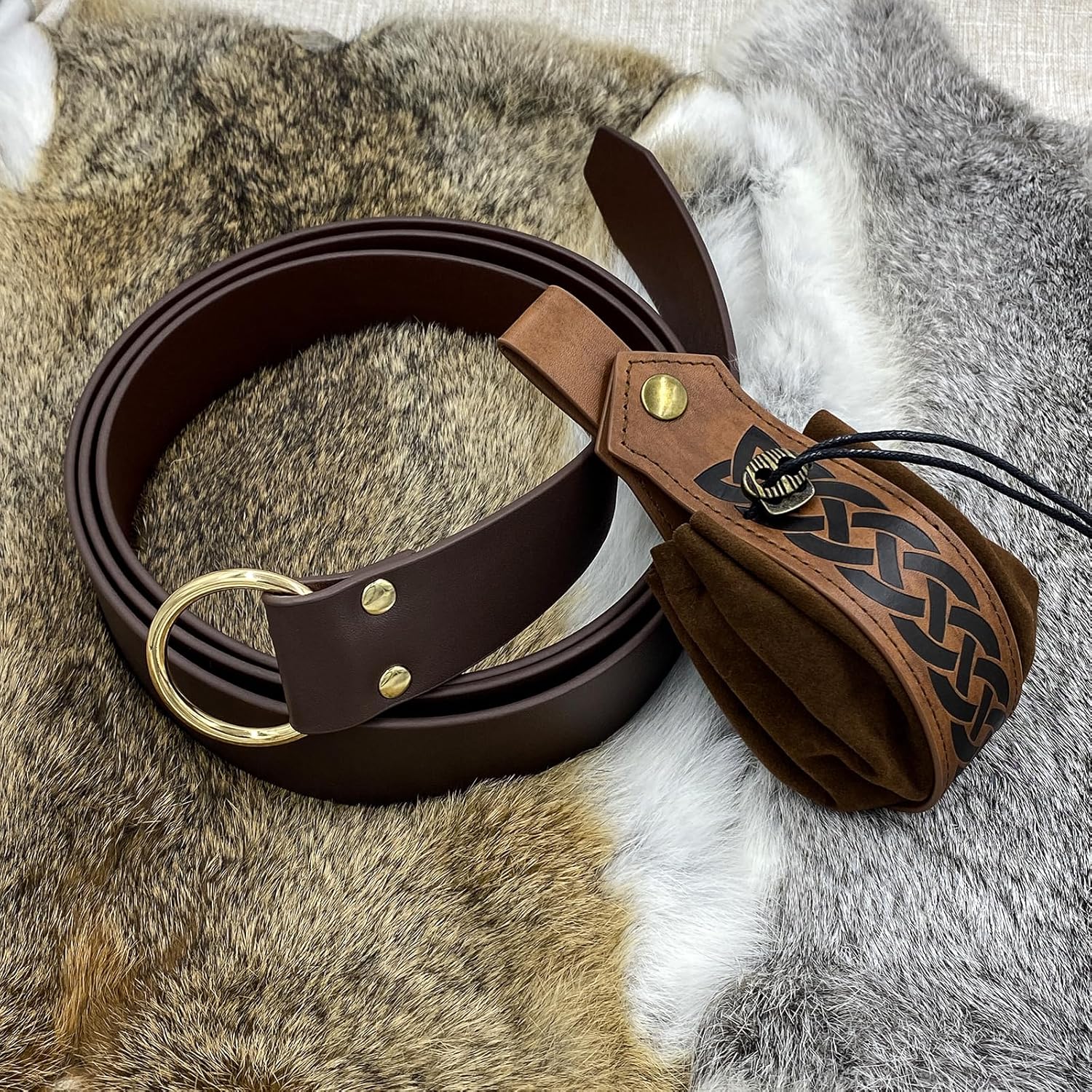 Medieval O-Ring Belt with Drawstring Pouch Retro_PROP