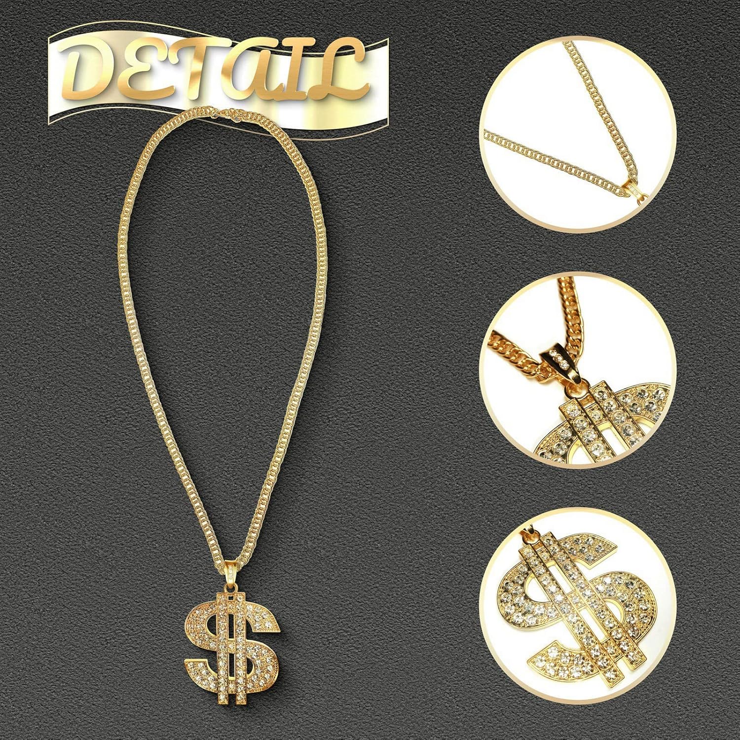 Fieuon Retro Hip Hop Accessories for Men 80s90s Themed costumes