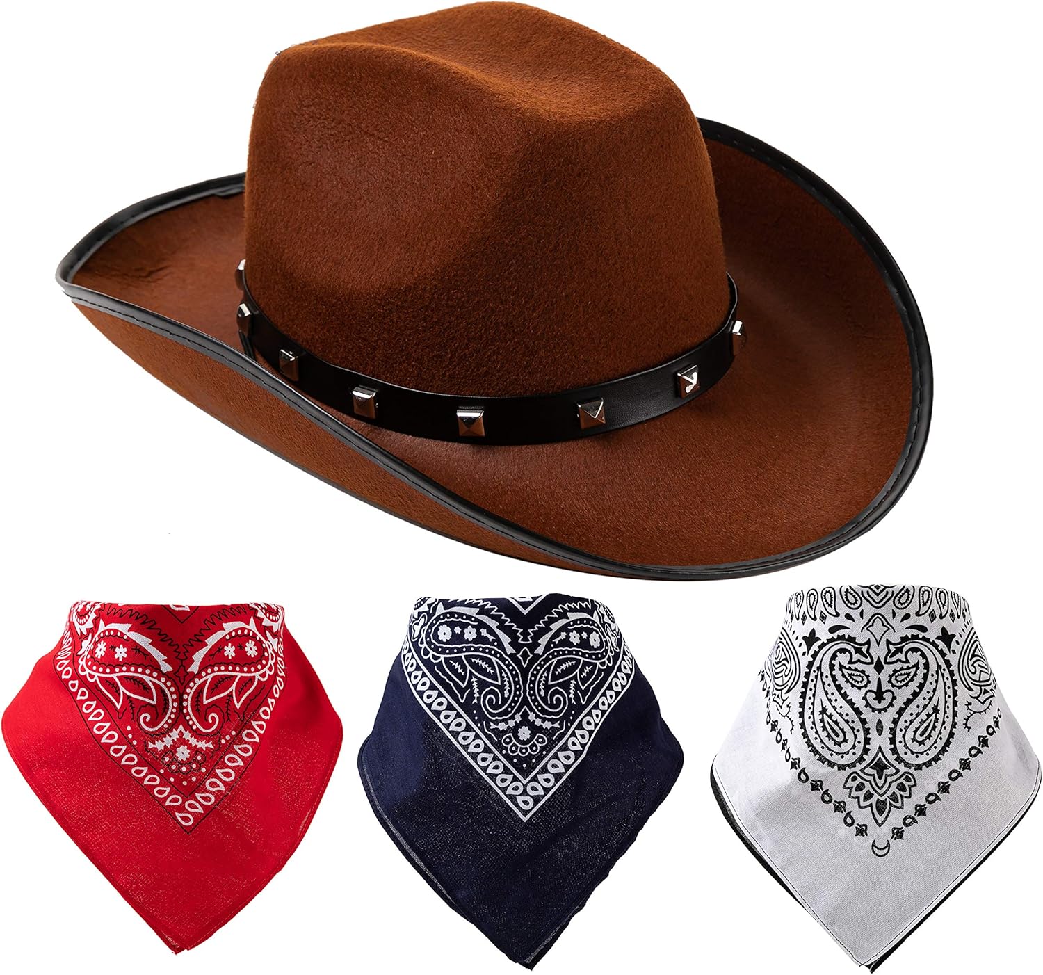 Spooktacular Creations Western Cowboy Hat with 3 Bandanas for Halloween