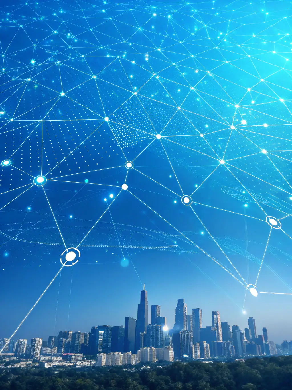 An abstract image representing data analytics, with interconnected nodes and flowing lines of data, symbolizing the power of data-driven decision-making and insights.